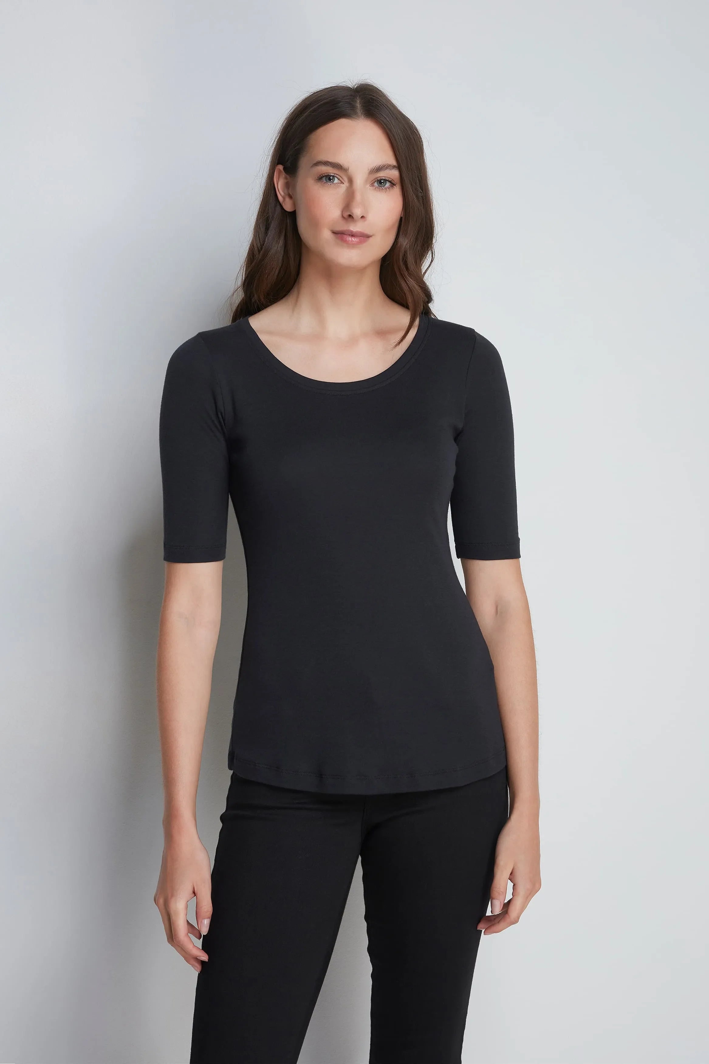 Half Sleeve Scoop Neck Cotton Modal Blend T-Shirt