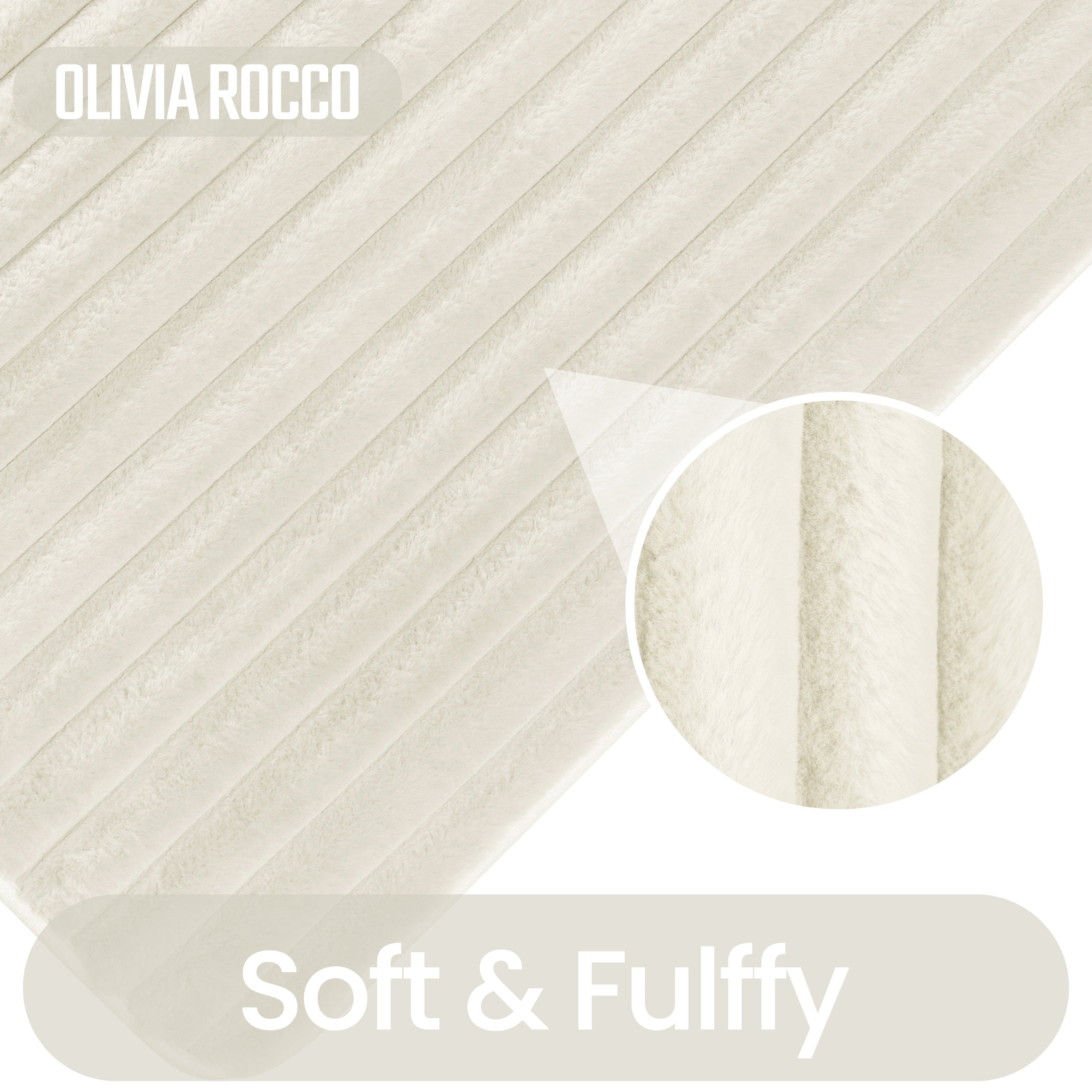 OLIVIA ROCCO 2 Piece Ribbed Bath Mat Set Cream Extra Soft Non Slip Super Absorbent Easy Care Bathroom And Toilet Mats For Home Use