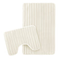 OLIVIA ROCCO 2 Piece Ribbed Bath Mat Set Cream Extra Soft Non Slip Super Absorbent Easy Care Bathroom And Toilet Mats For Home Use