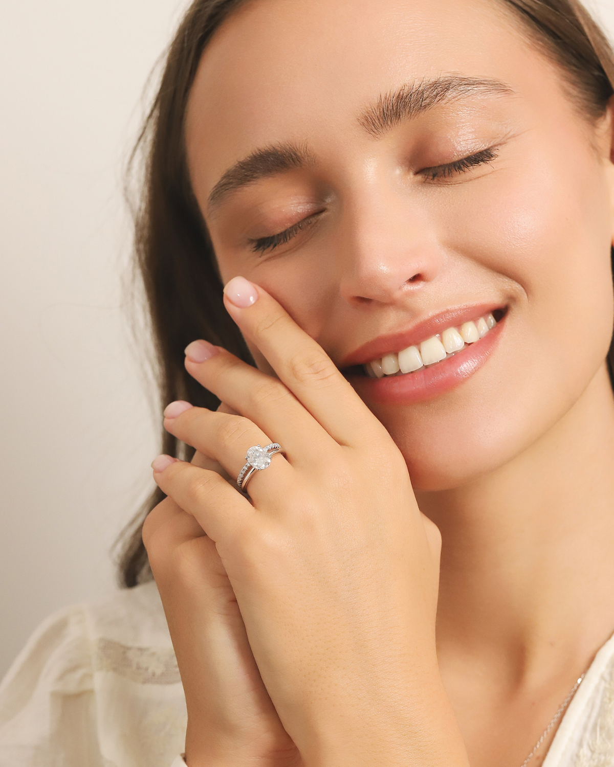 2 ct Oval Solitaire Moissanite Engagement Ring in Sterling Silver