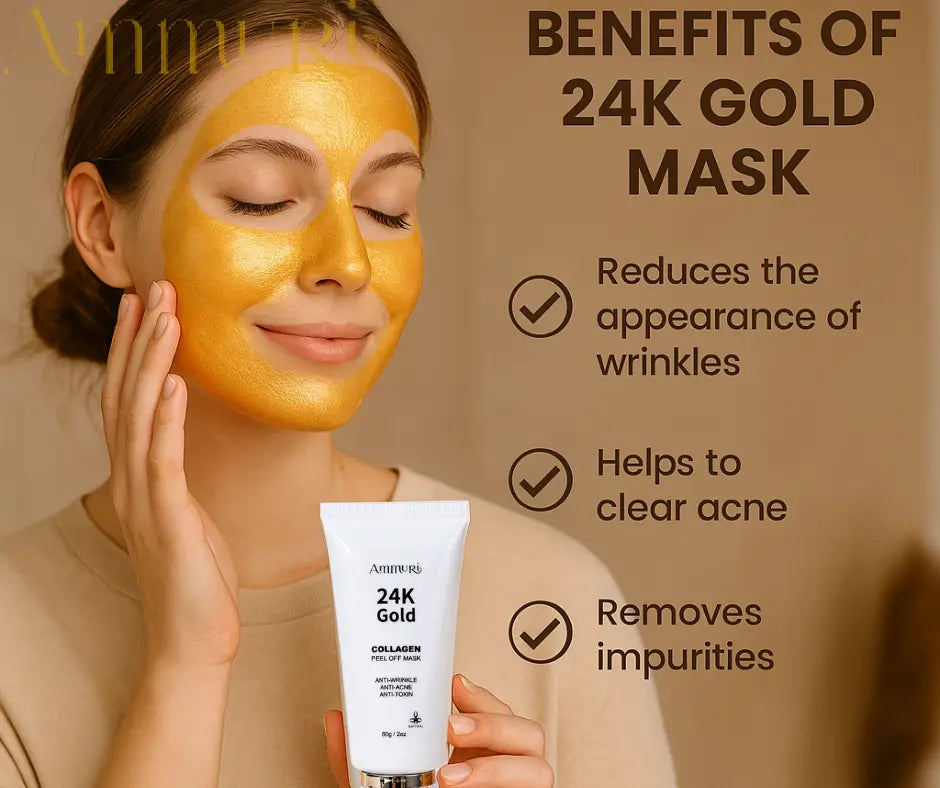 Ammuri 24K Gold Collagen Face Mask Peel Off - Luxury Anti-Aging Treatment 60g
