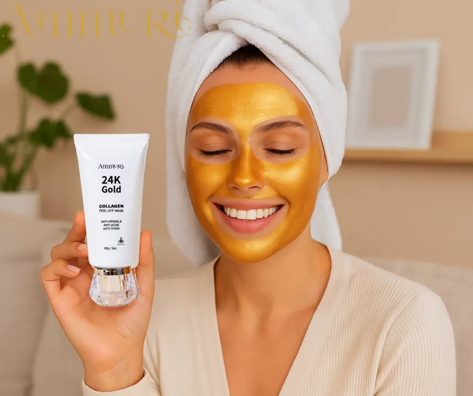 Ammuri 24K Gold Collagen Face Mask Peel Off - Luxury Anti-Aging Treatment 60g