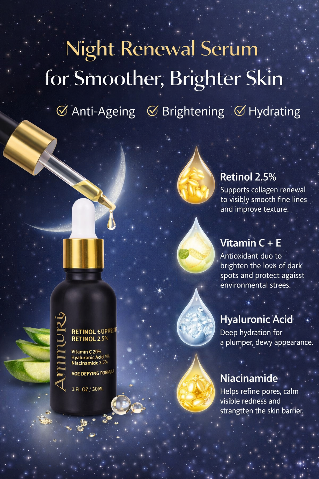Ammuri Retinol Supreme Serum for Anti-Ageing Skin Care
