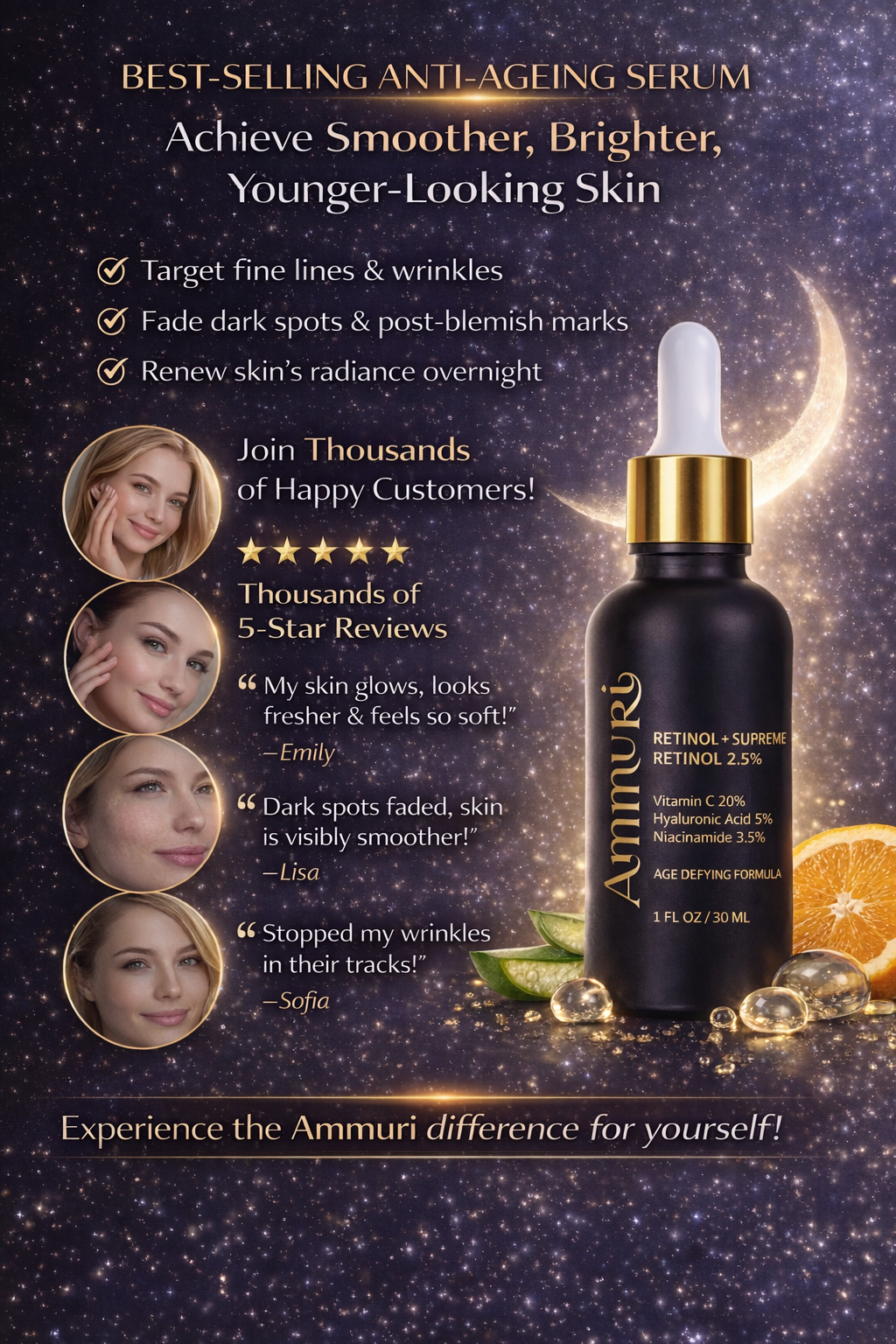 Ammuri Retinol Supreme Serum for Anti-Ageing Skin Care