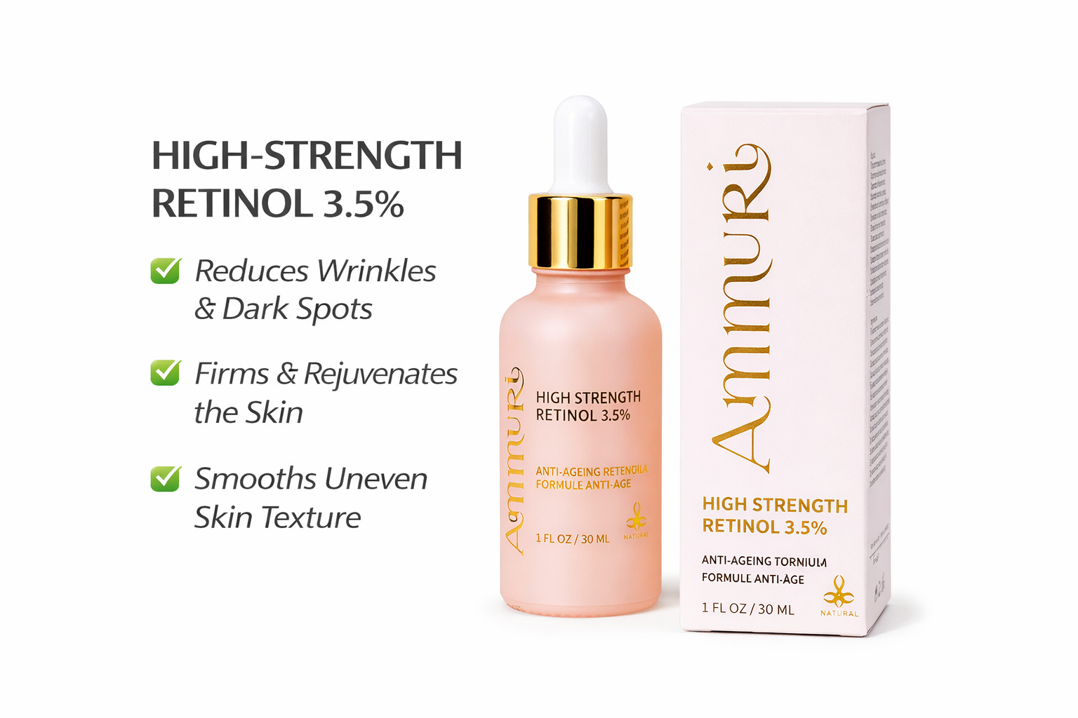 Ammuri 3.5% Retinol High Strength Face Serum – Anti-Ageing Formula