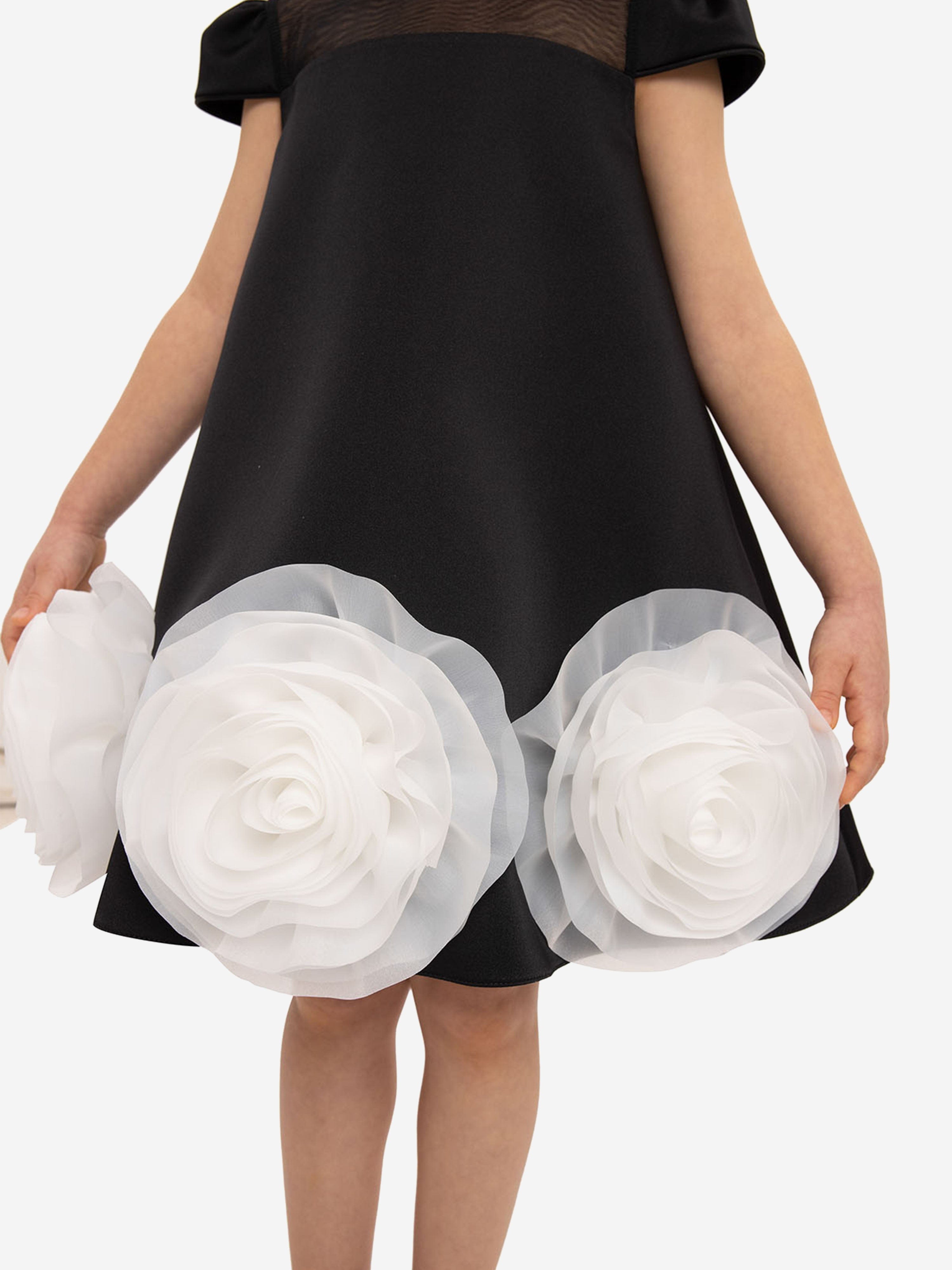 Dress & Fleur Girls Dress with Flower Choker in Black