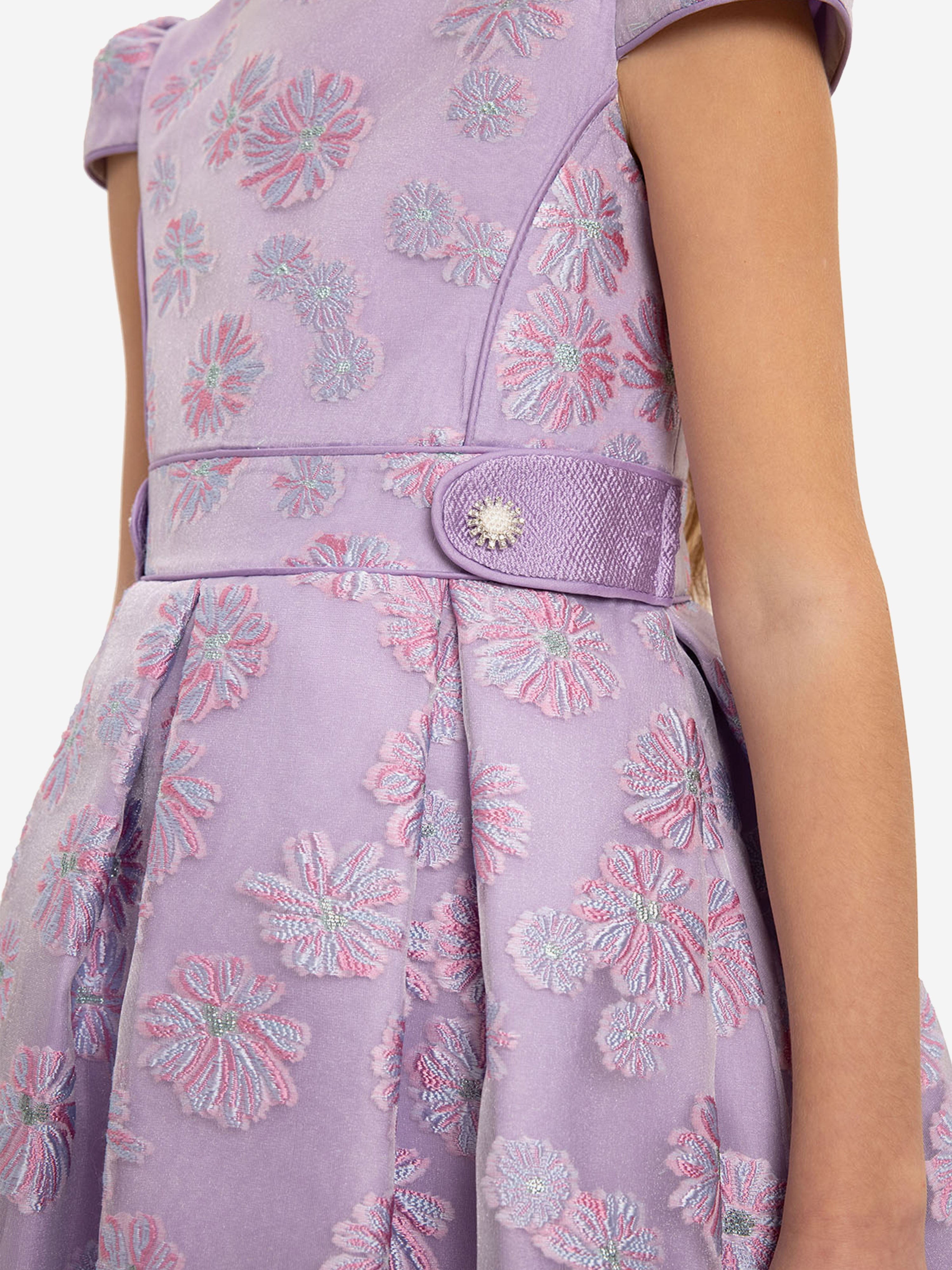 Dress & Fleur Girls Stylish Dress with Matching Bag in Purple