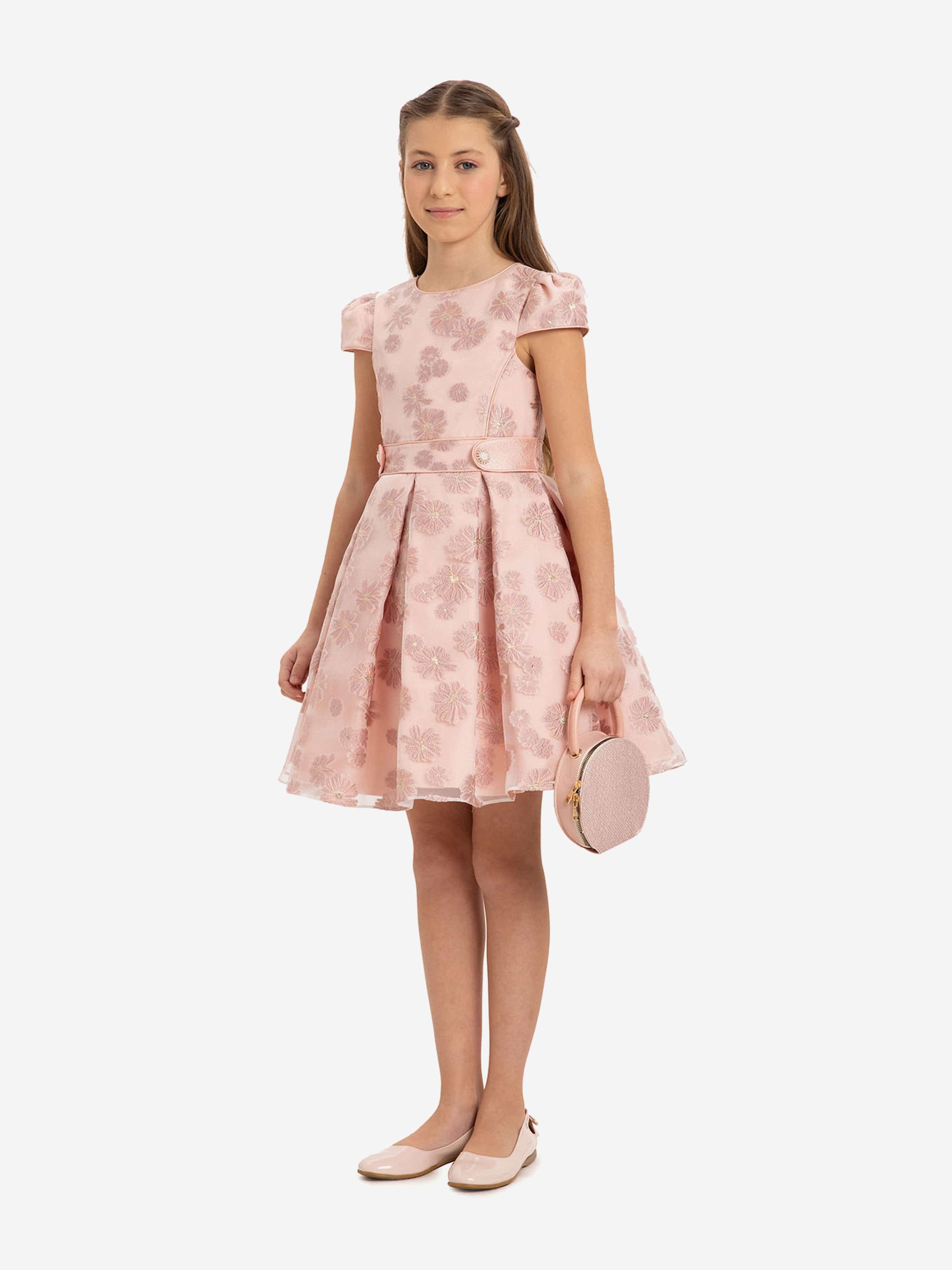 Dress & Fleur Girls Stylish Dress with Matching Bag in Pink