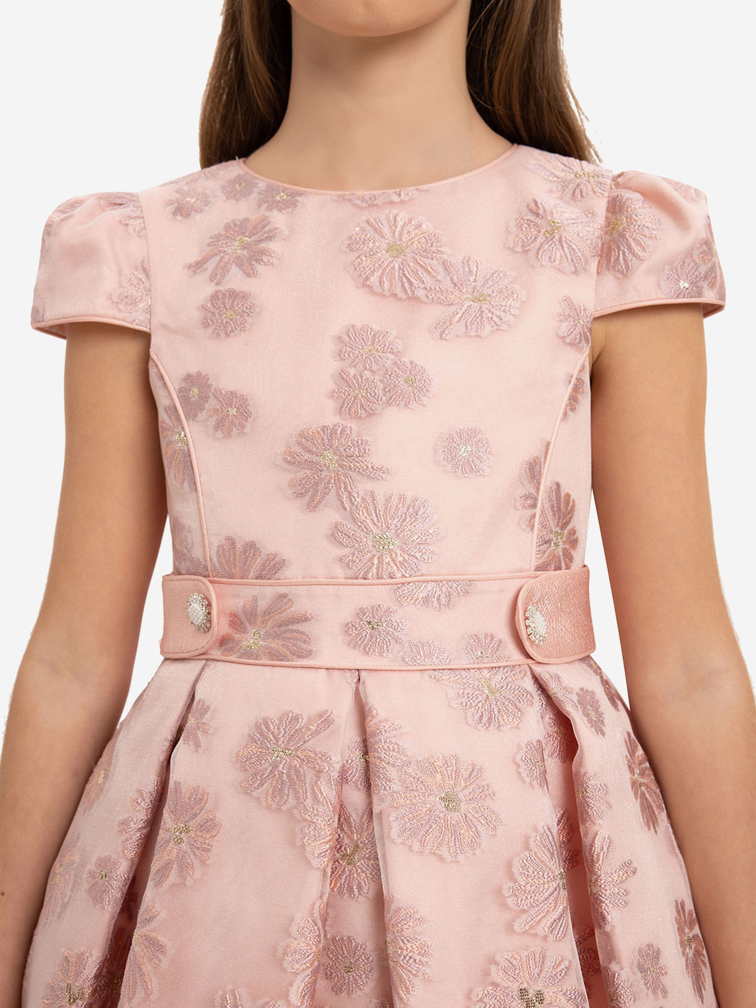 Dress & Fleur Girls Stylish Dress with Matching Bag in Pink