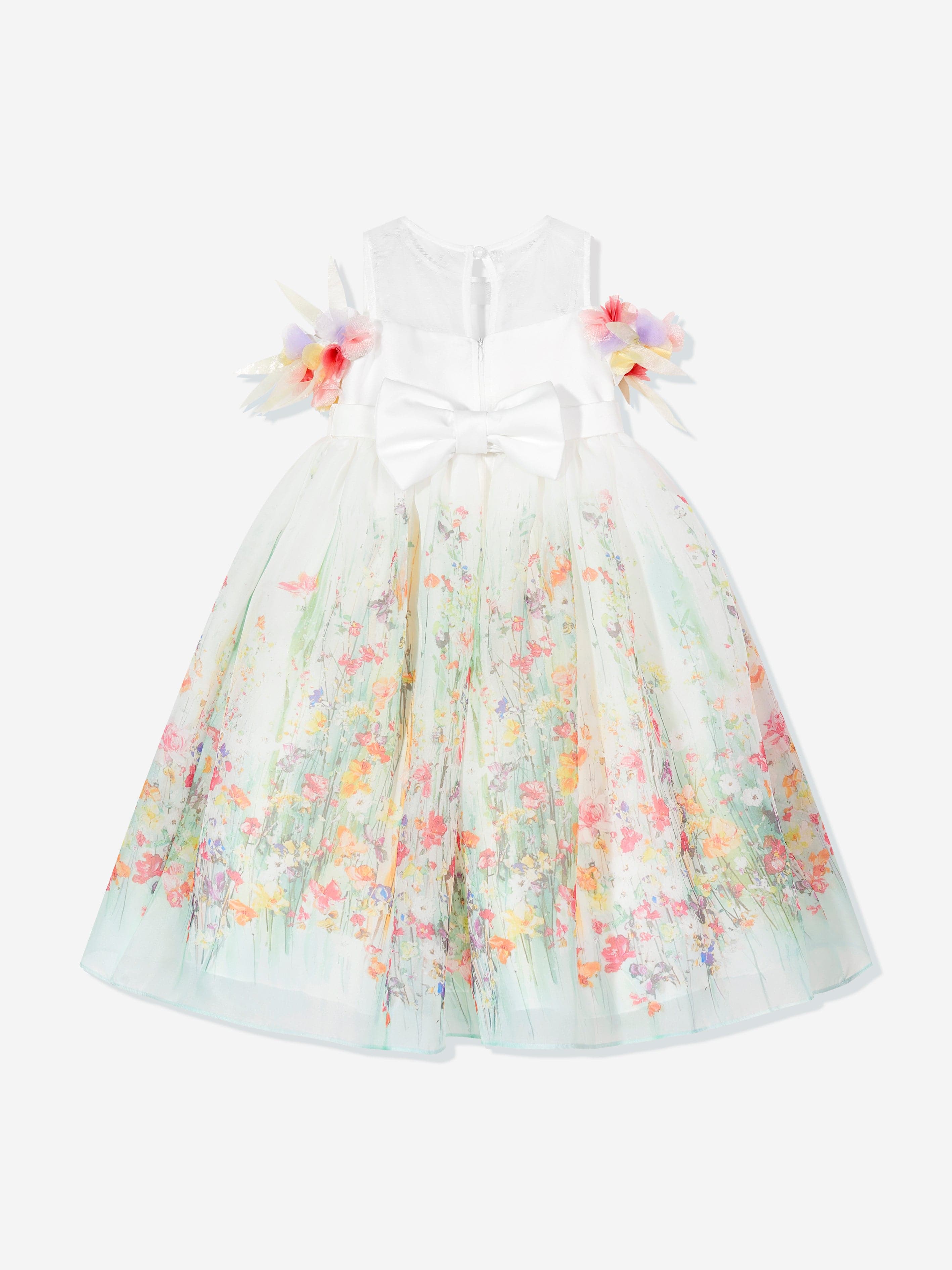 Dress & Fleur Girls Floral Occasion Dress in Ivory