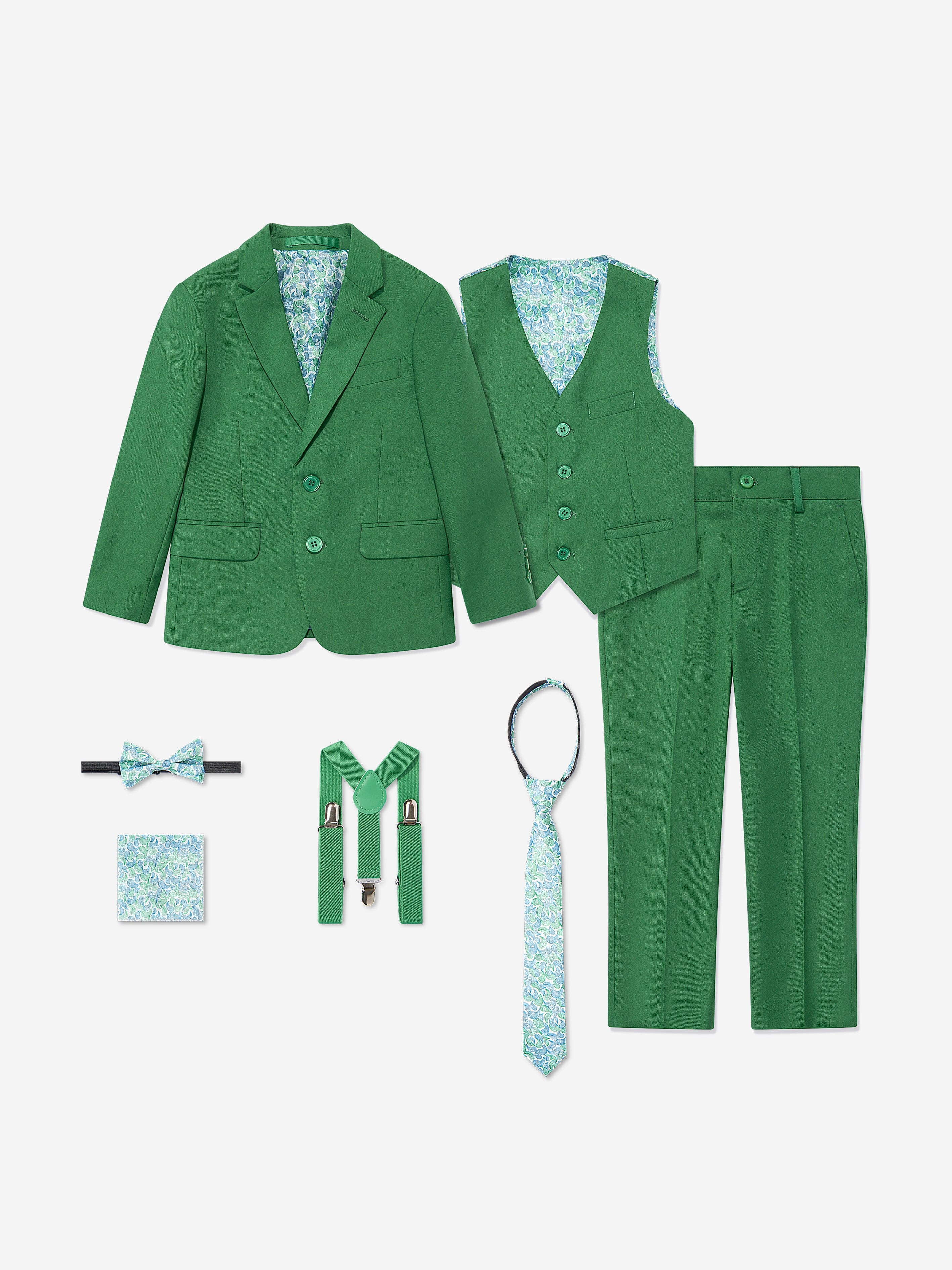 SUITLAB London Boys 7 Piece Suit Set in Green
