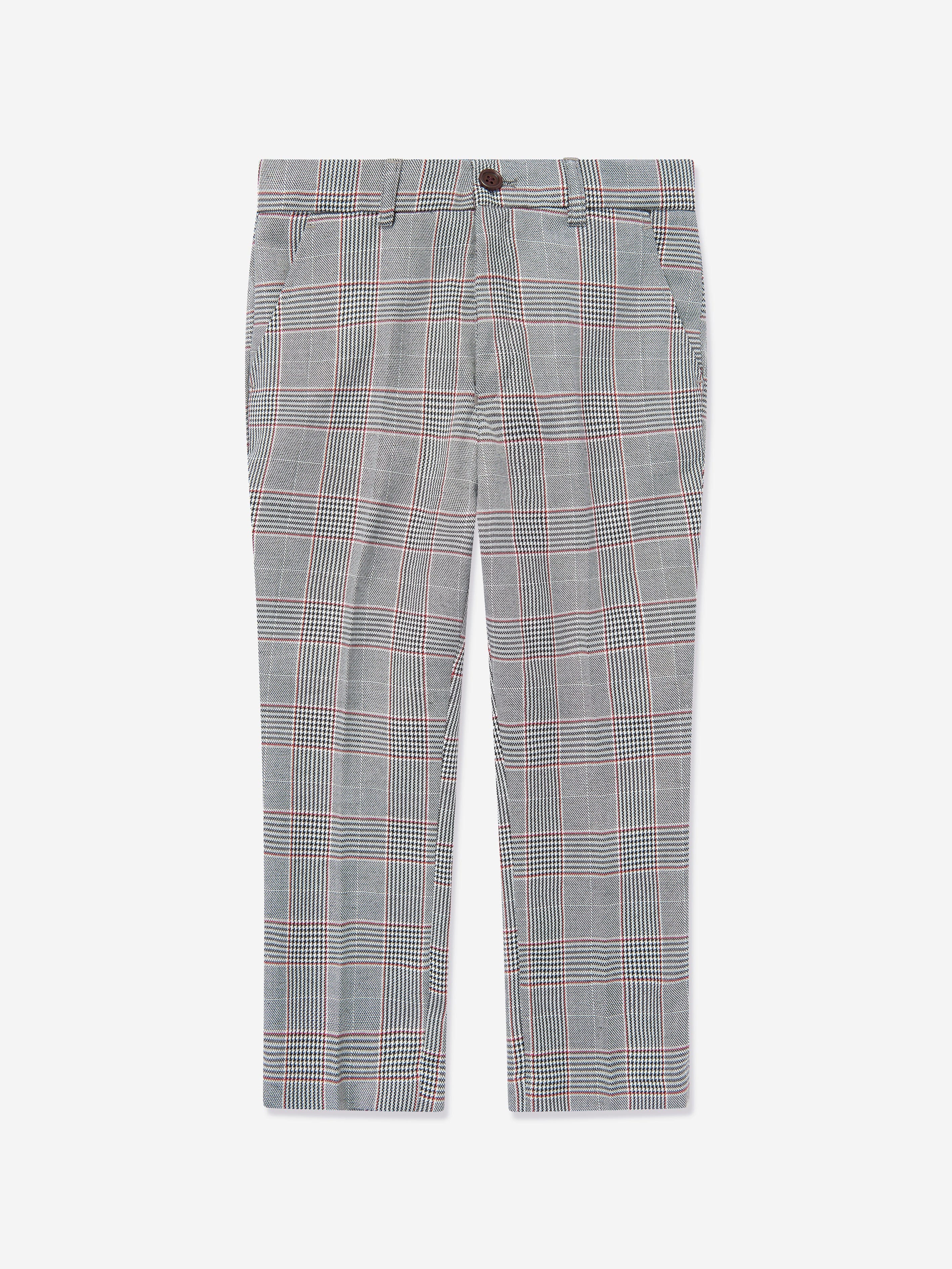 SUITLAB London Boys Checked 3 Piece Suit Set in Grey