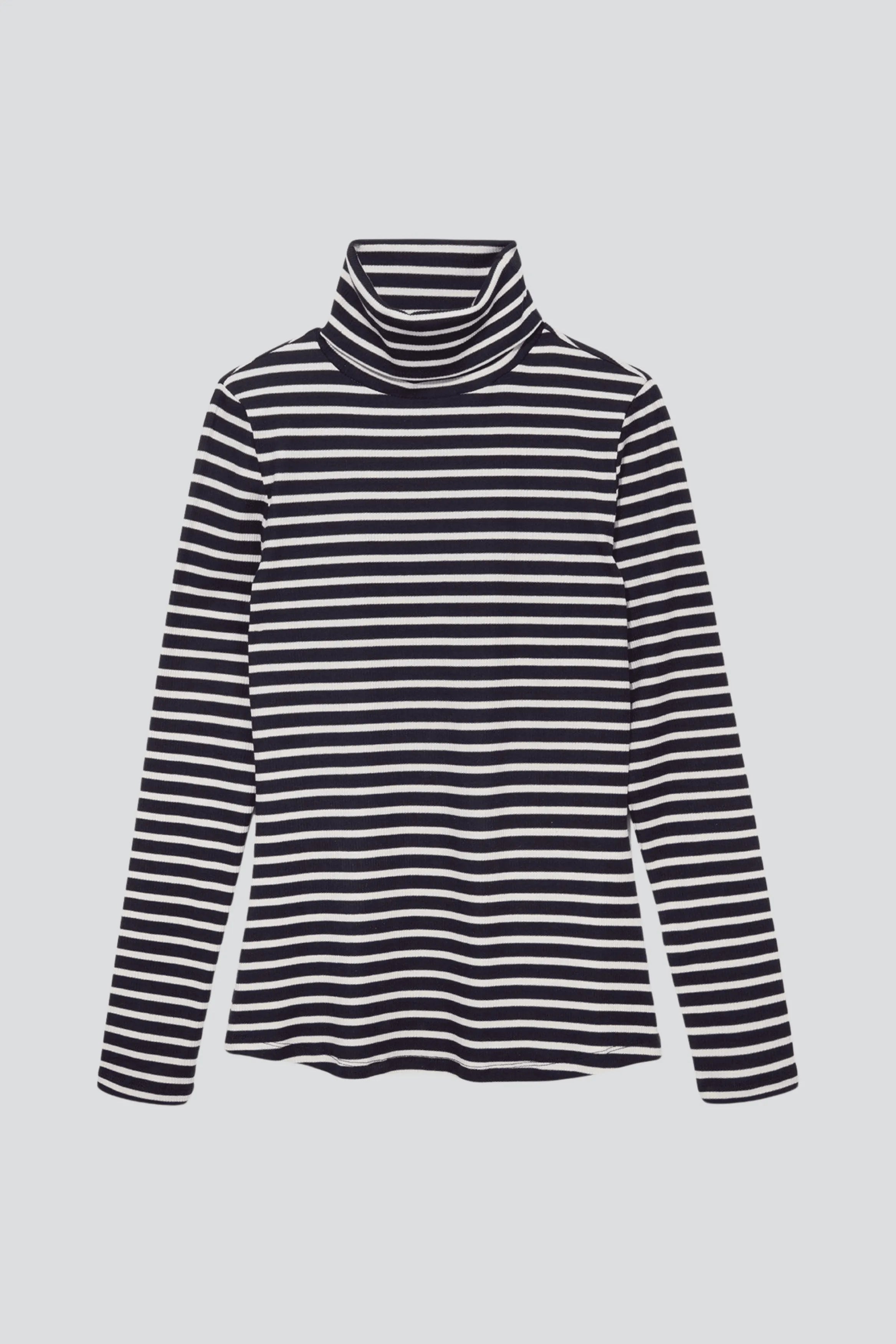 Striped Cotton Roll Neck
