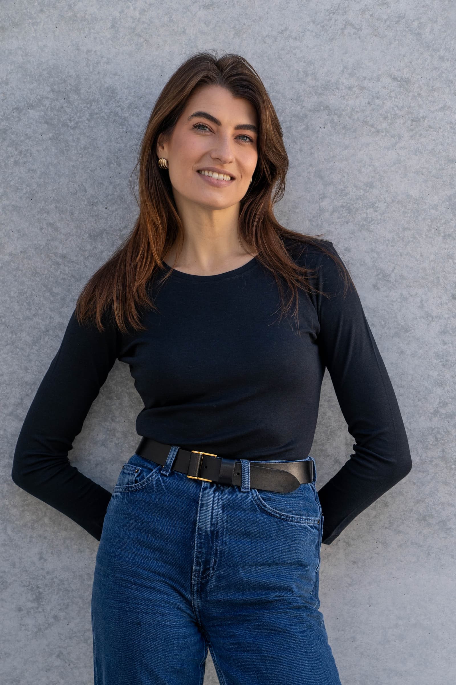 Long Sleeve Crew Neck Cotton Modal Blend T-shirt