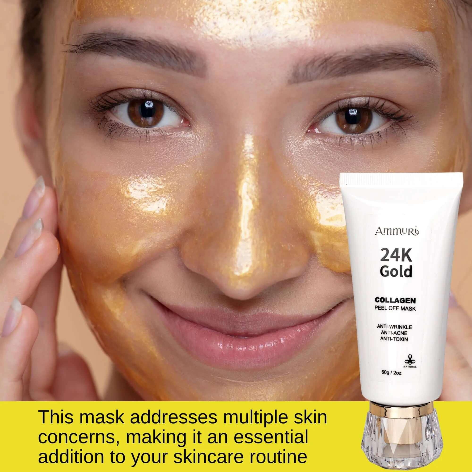 Ammuri 24K Gold Collagen Face Mask Peel Off - Luxury Anti-Aging Treatment 60g