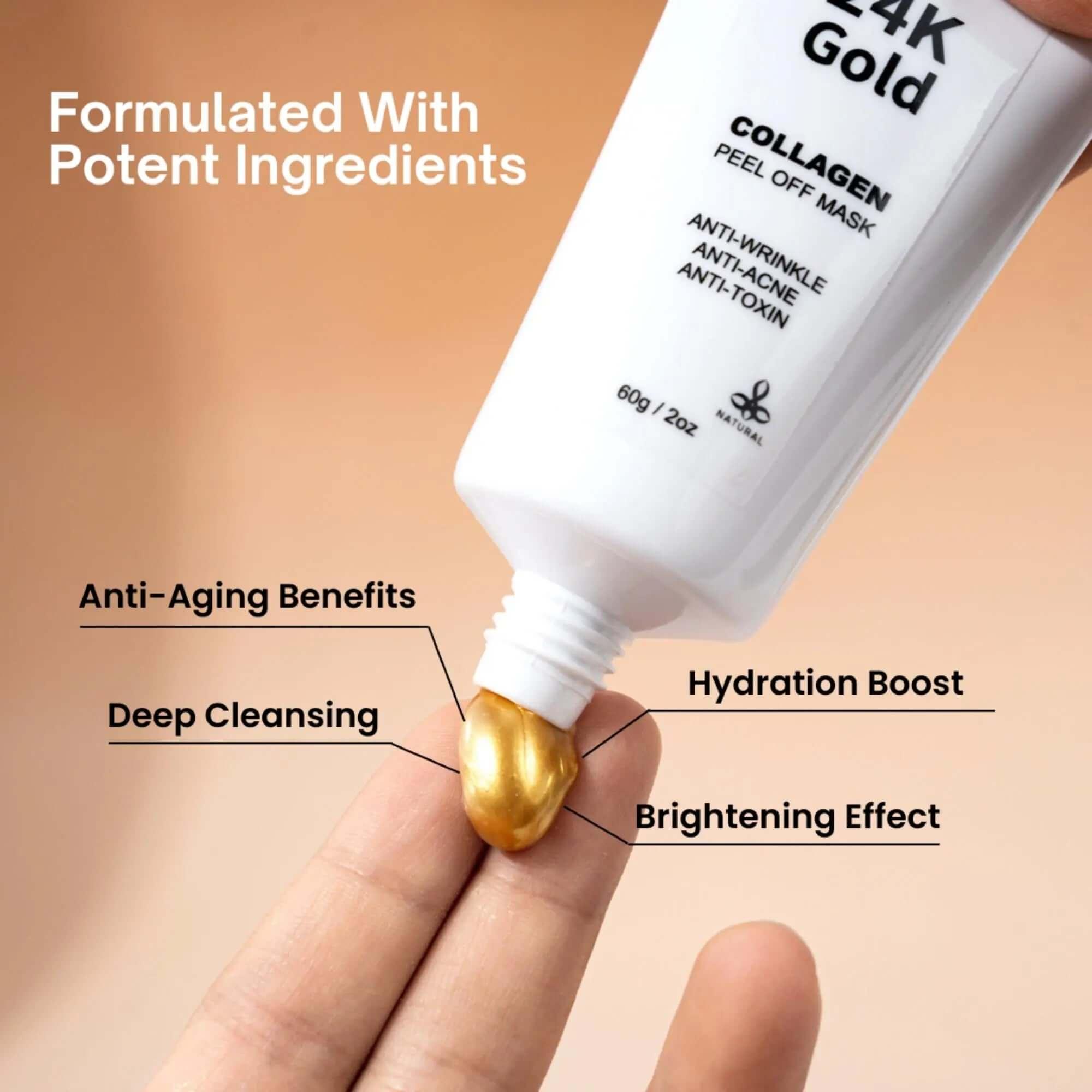 Ammuri 24K Gold Collagen Face Mask Peel Off - Luxury Anti-Aging Treatment 60g