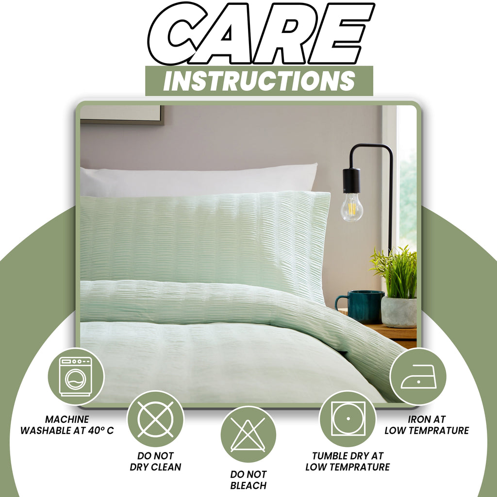 OLIVIA ROCCO Belgravia Sage Green Microfibre Duvet Cover Set With Pillowcases Soft Easy Care Machine Washable Modern Quilt Bedding