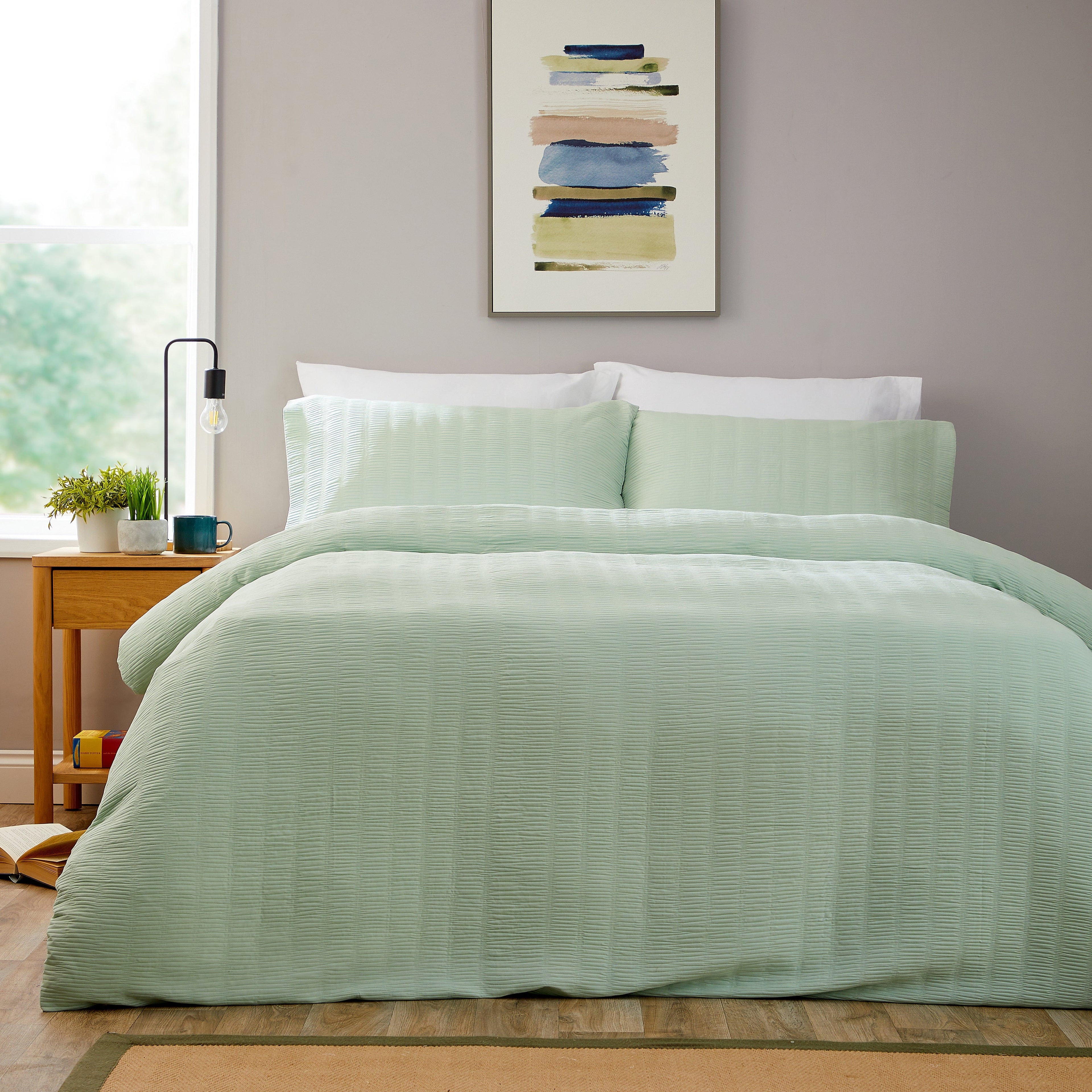 OLIVIA ROCCO Textured Pintuck Ruffles Pleated Microfibre Duvet Cover Set With Pillowcases Soft Breathable Easy Care Bedding