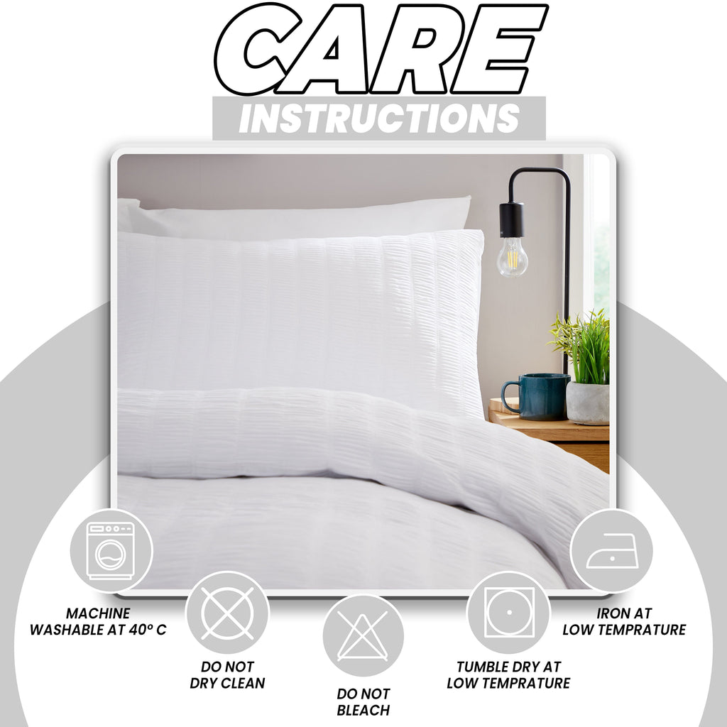 OLIVIA ROCCO Belgravia White Microfibre Duvet Cover Set With Pillowcases Soft Easy Care Modern Minimalist Bedding Machine Washable All Season