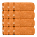 OLIVIA ROCCO Belmont Viscose Stripe Orange Towels 100% Cotton Hotel Quality Super Absorbent 10 Piece Bale Set, 4 Hand Towels