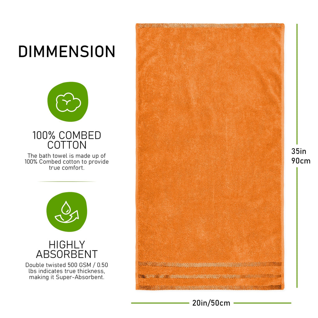 OLIVIA ROCCO Belmont Viscose Stripe Orange Towels 100% Cotton Hotel Quality Super Absorbent 10 Piece Bale Set, 4 Hand Towels