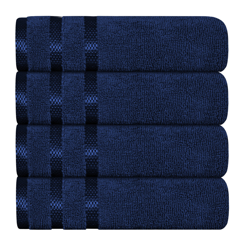 OLIVIA ROCCO Belmont Viscose Stripe Royal Blue Towels 100 Percent Cotton Hotel Quality 10 Piece Bale Set Includes 4 Hand Towels And 12 Face Cloths