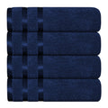 OLIVIA ROCCO Belmont Viscose Stripe Royal Blue Towels 100 Percent Cotton Hotel Quality 10 Piece Bale Set Includes 4 Hand Towels And 12 Face Cloths