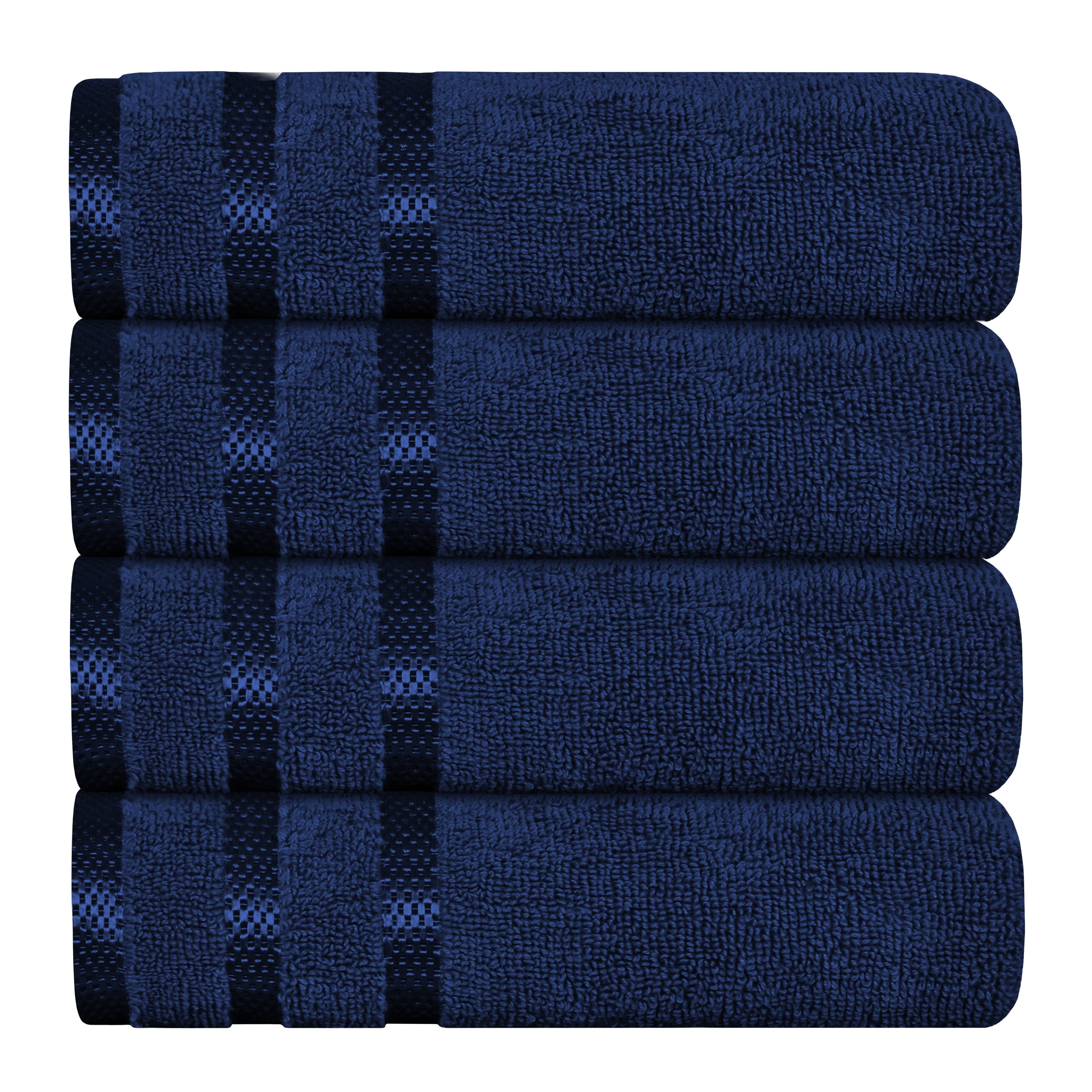 OLIVIA ROCCO Belmont Viscose Stripe Royal Blue Towels 100 Percent Cotton Hotel Quality 10 Piece Bale Set Includes 4 Hand Towels And 12 Face Cloths