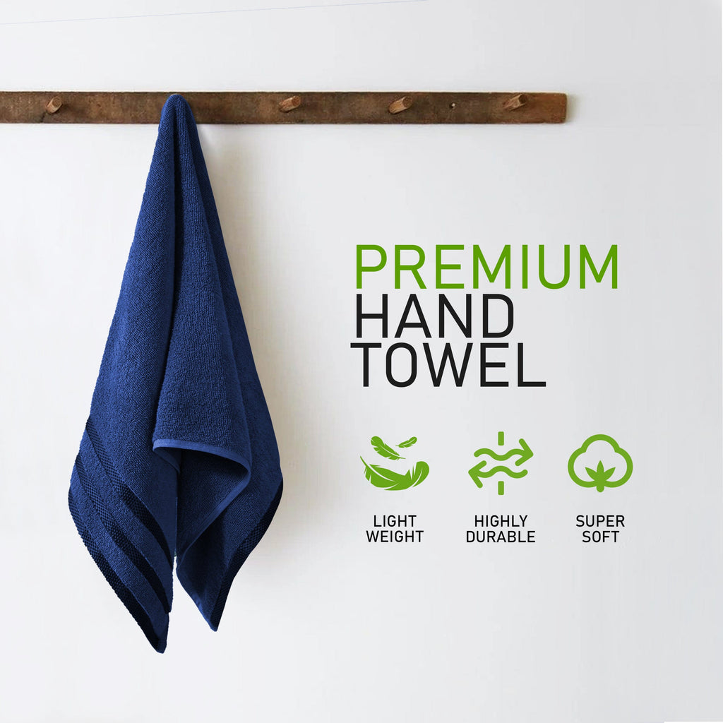 OLIVIA ROCCO Belmont Viscose Stripe Royal Blue Towels 100 Percent Cotton Hotel Quality 10 Piece Bale Set Includes 4 Hand Towels And 12 Face Cloths