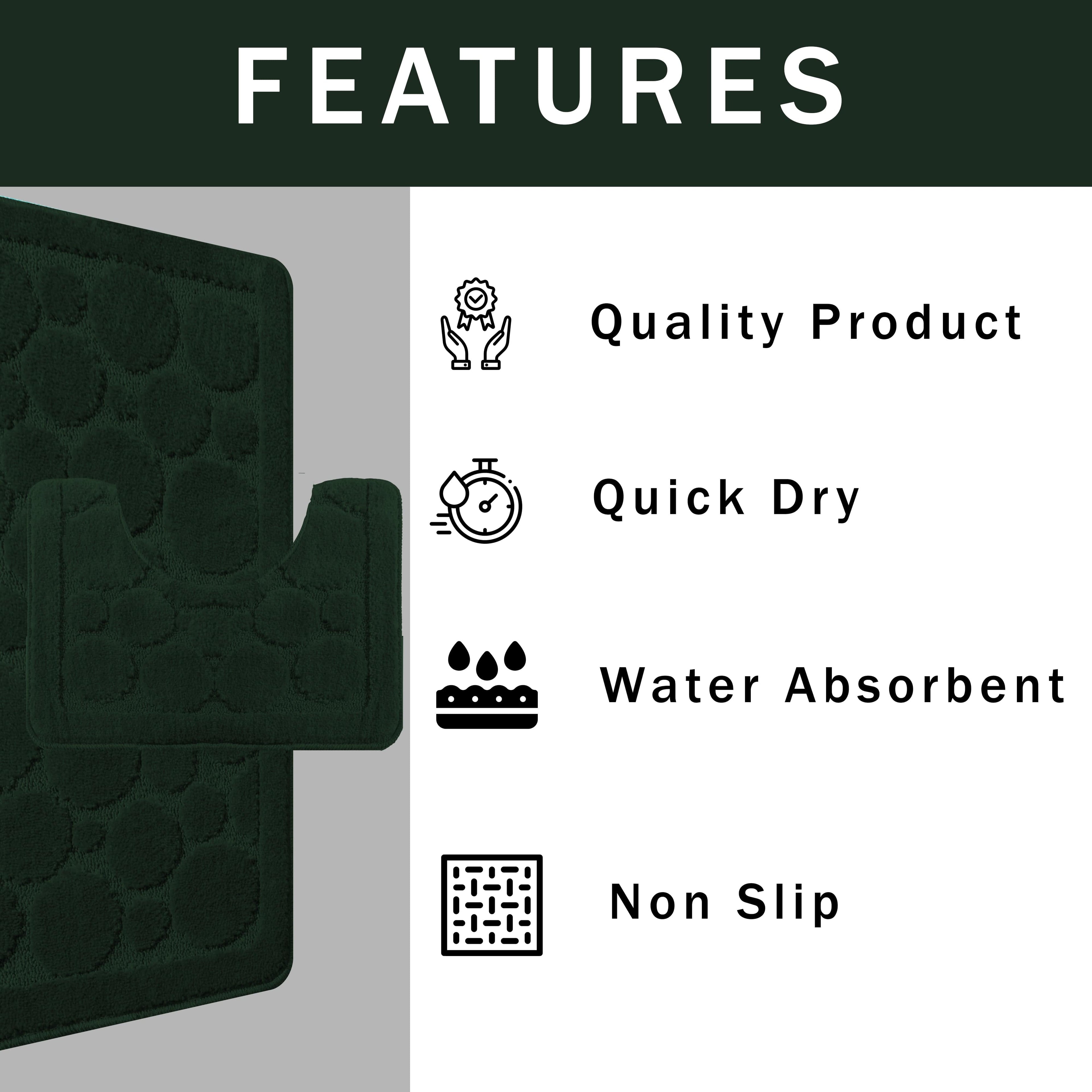 OLIVIA ROCCO Cali Bubbles Emerald Green Bath Mat And Pedestal Set Non Slip Soft And Absorbent For Bathroom Safety And Comfort 2 Piece