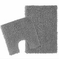 OLIVIA ROCCO Como 2 Piece Grey Bath Mat And Pedestal Set Non-Slip Super Absorbent Cotton Bathroom Mats Machine Washable