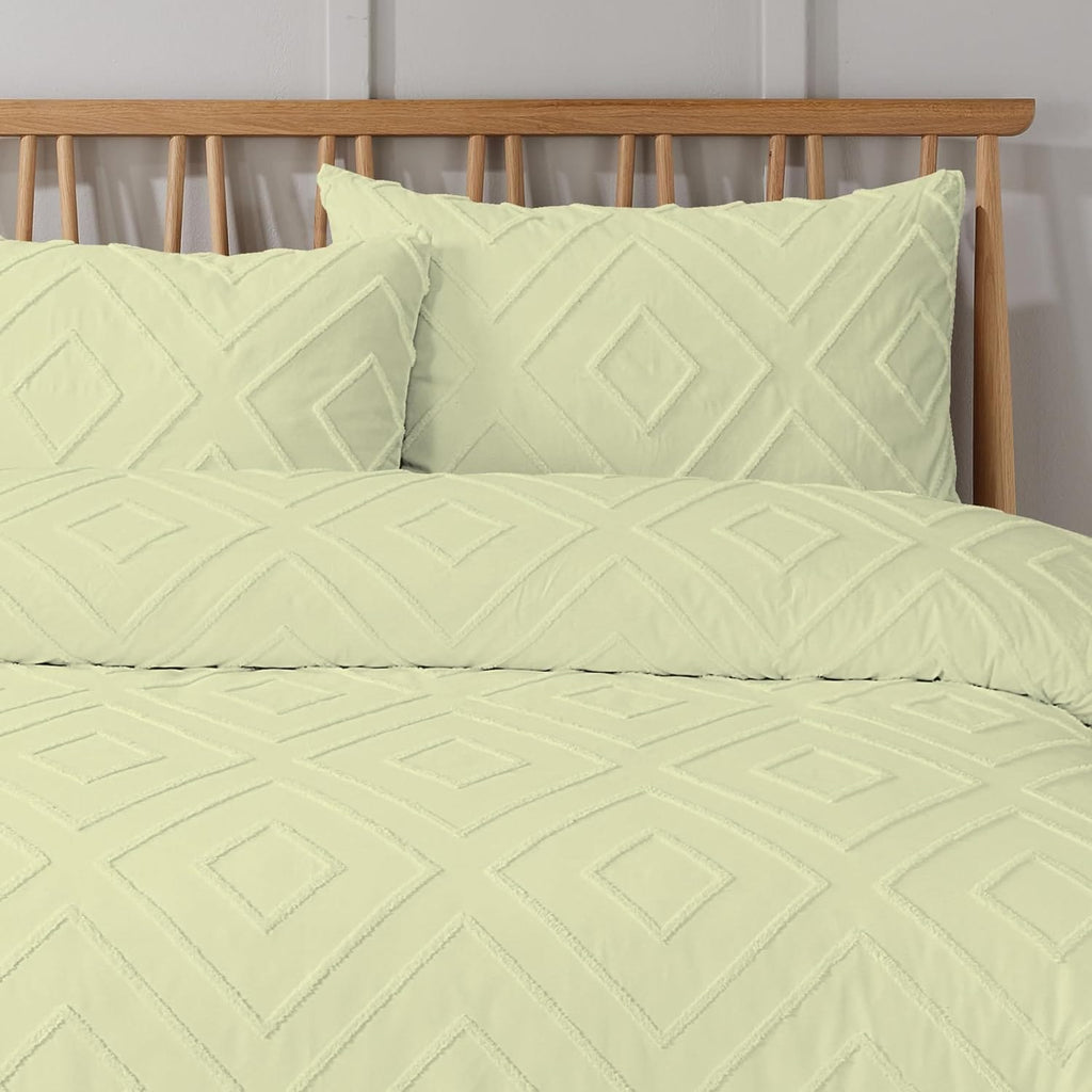 OLIVIA ROCCO Como Tufted Duvet Cover Set With Pillowcases Grey Natural White Easy Care Bedding Single Double King Sizes Durable Fabric