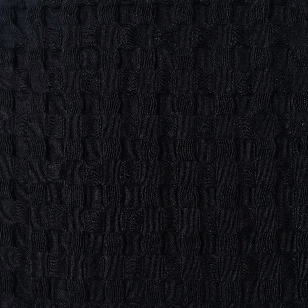 OLIVIA ROCCO Florian Checked Throw Blanket 100 Percent Cotton Black Bedspread For Sofas Armchairs Settees Couches And Beds