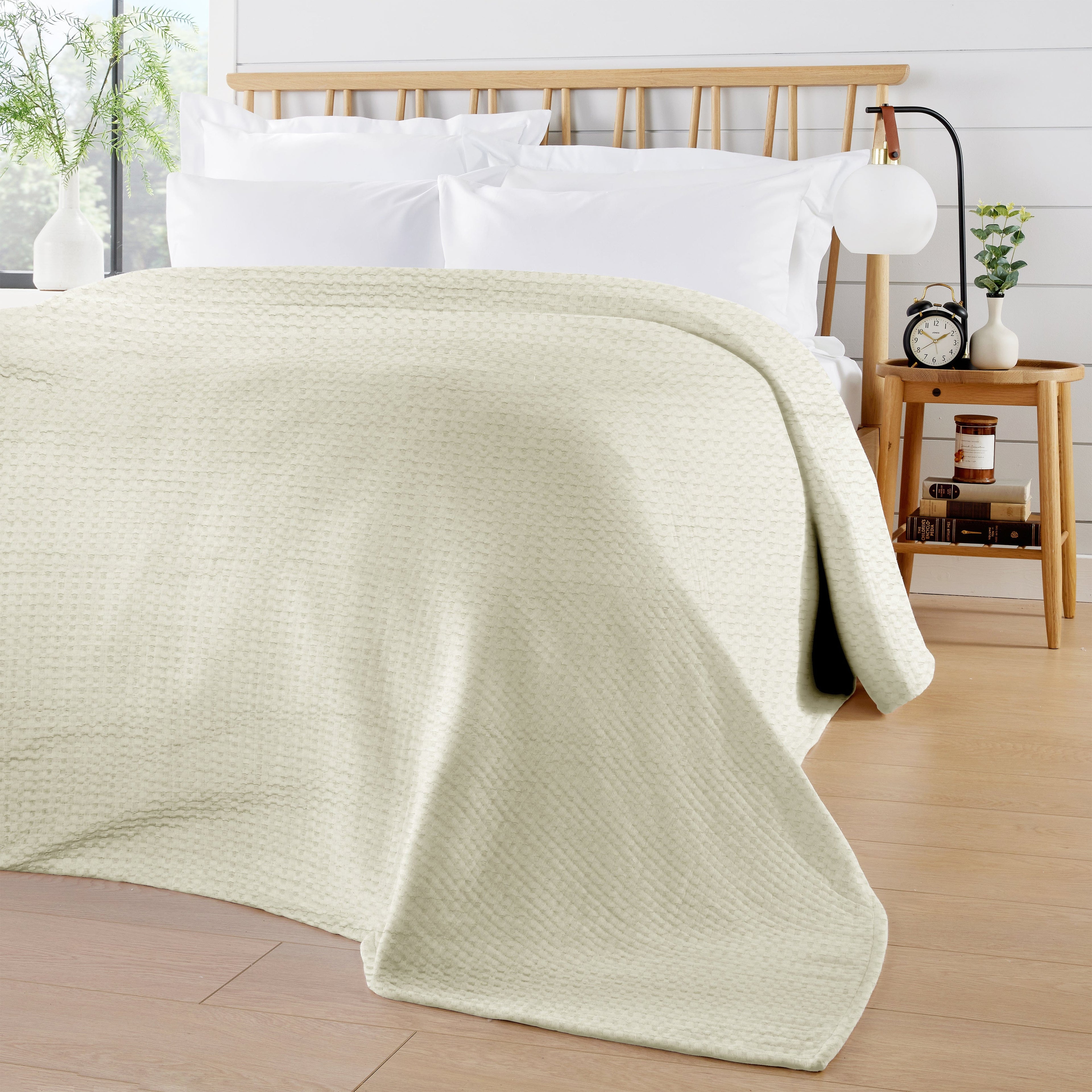 OLIVIA ROCCO Florian Checked Throw Blanket Natural Cotton Bedspread For Sofas Armchairs Settee Couch Beds And Couches Soft Touch
