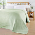 OLIVIA ROCCO Florian Checked Throw Blanket Sage Green 100 Percent Cotton Bedspread For Sofas Armchairs Settee Couch Living Room Decor