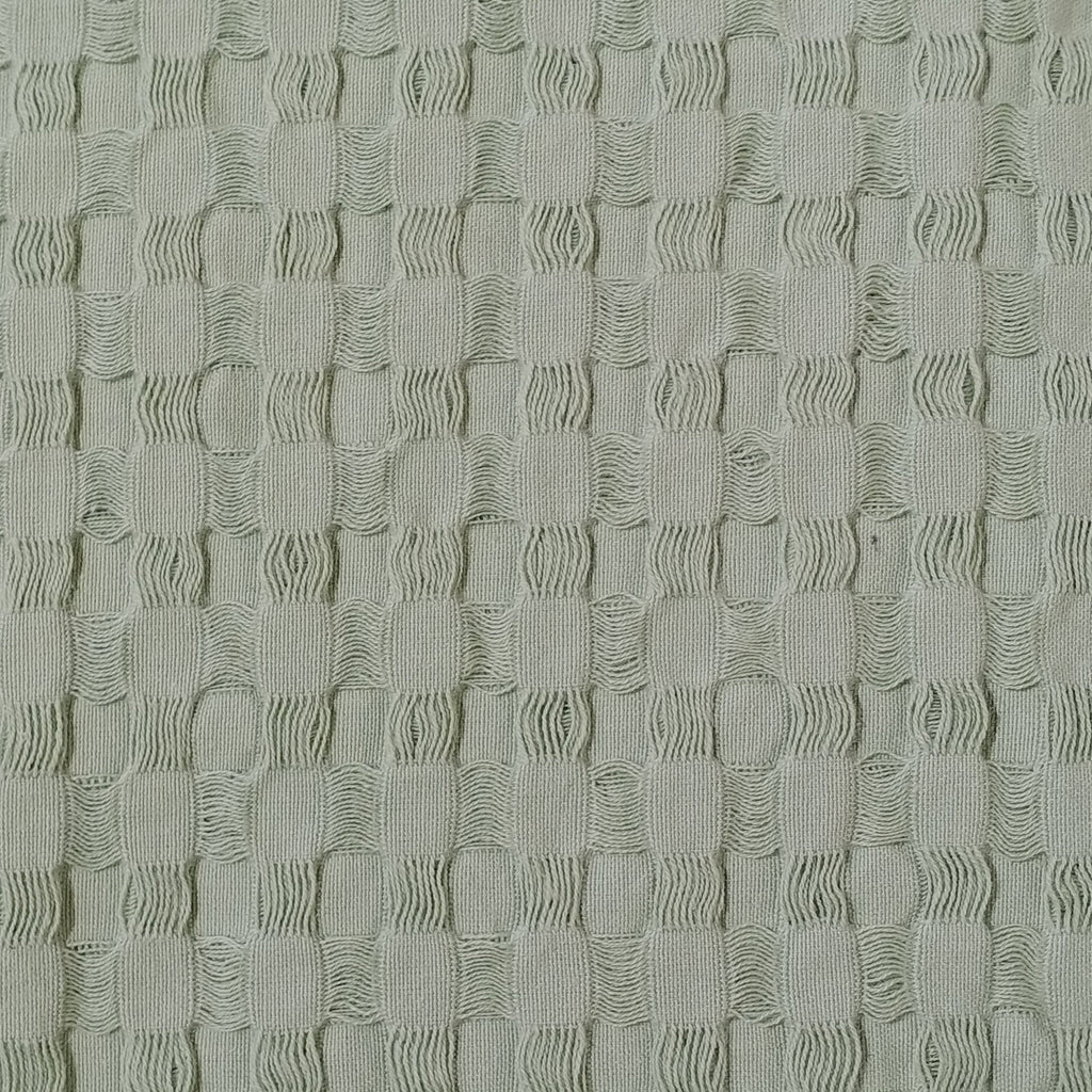 OLIVIA ROCCO Florian Checked Throw Blanket Sage Green 100 Percent Cotton Bedspread For Sofas Armchairs Settee Couch Living Room Decor