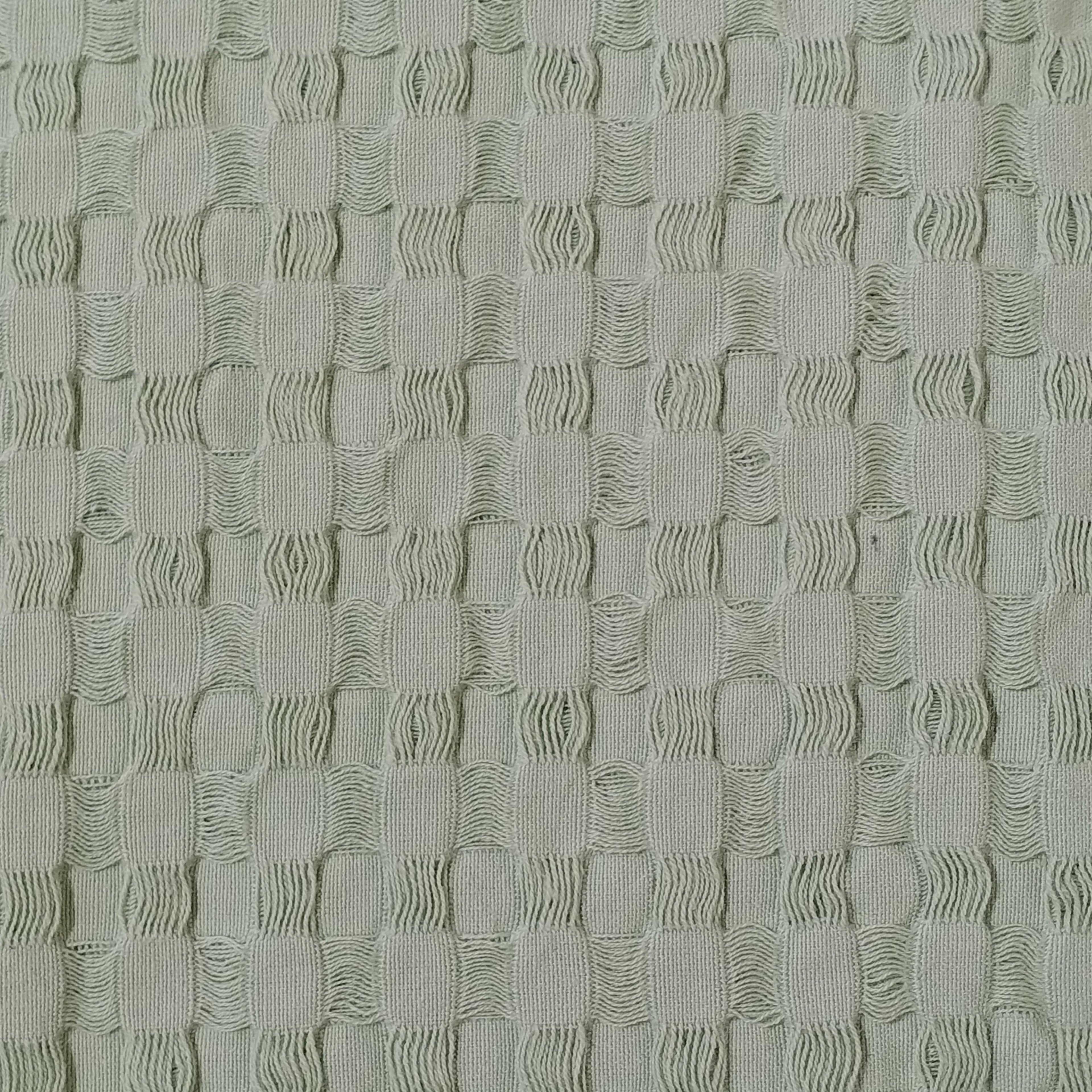 OLIVIA ROCCO Florian Checked Throw Blanket Sage Green 100 Percent Cotton Bedspread For Sofas Armchairs Settee Couch Living Room Decor