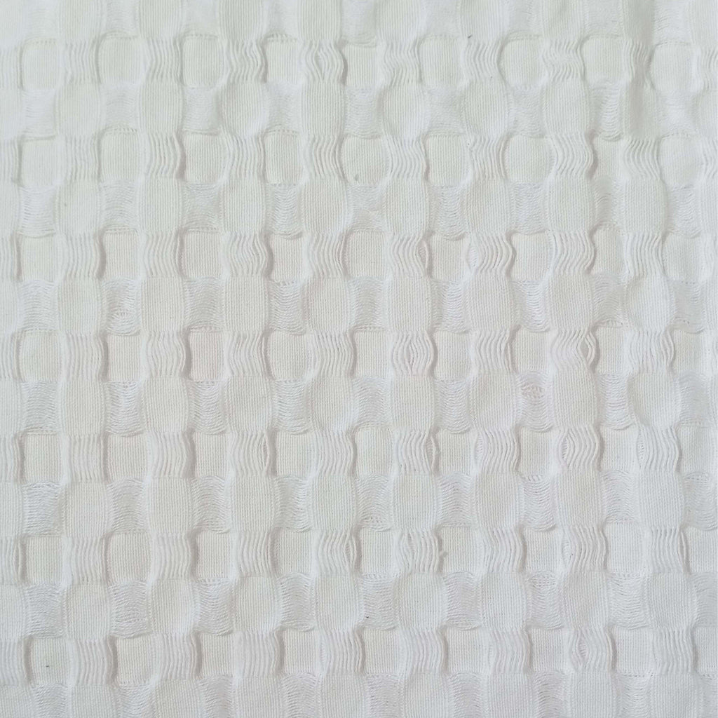 OLIVIA ROCCO Florian Checked Throw Blanket White 100 Percent Cotton Bedspread For Sofas Armchairs Settees Couches Beds Decor