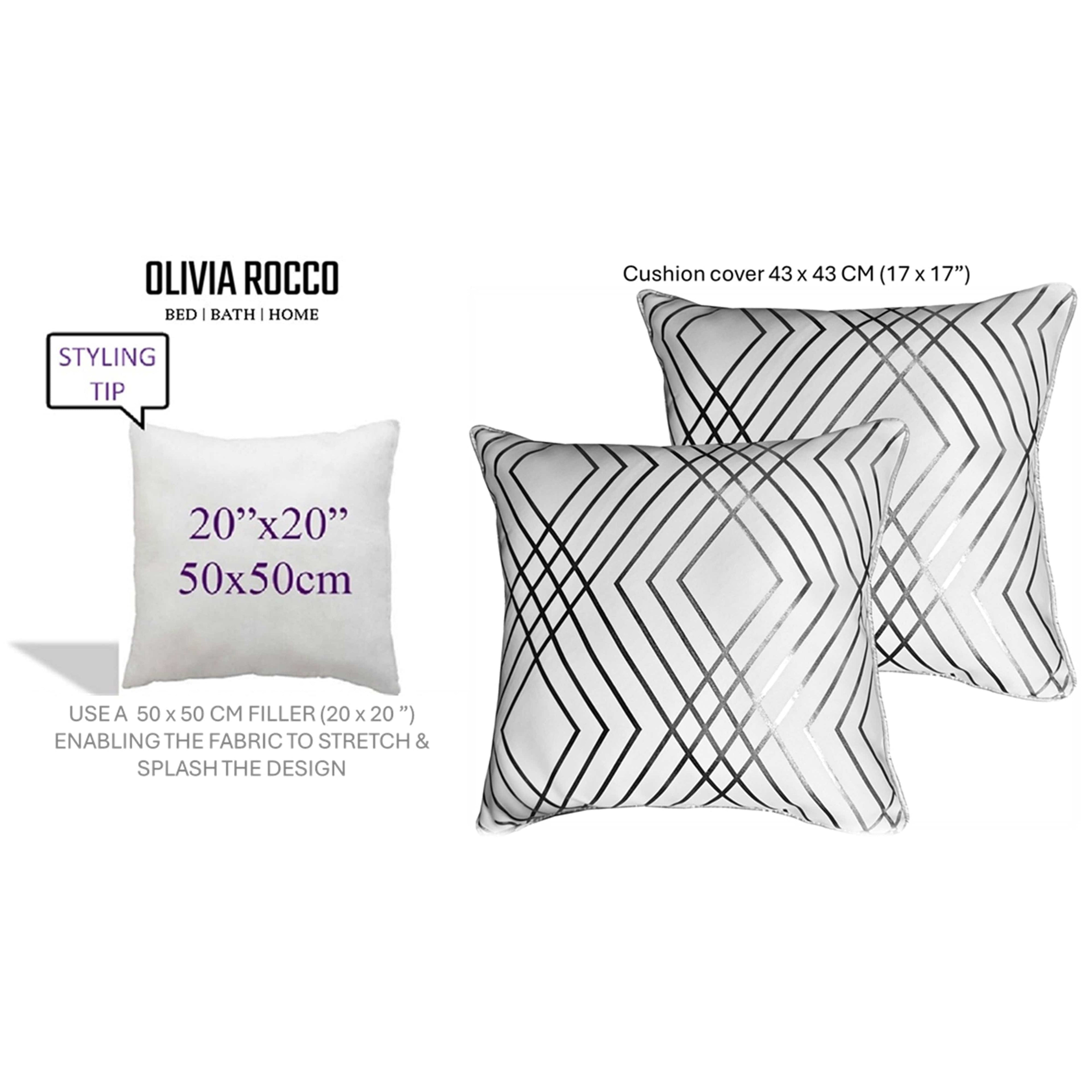 OLIVIA ROCCO Geo Sparkle Cushion Covers 2 Pack Geo White Decorative Pillow Cases For Sofa Bed Chair Lounge With Metallic Foil Detail