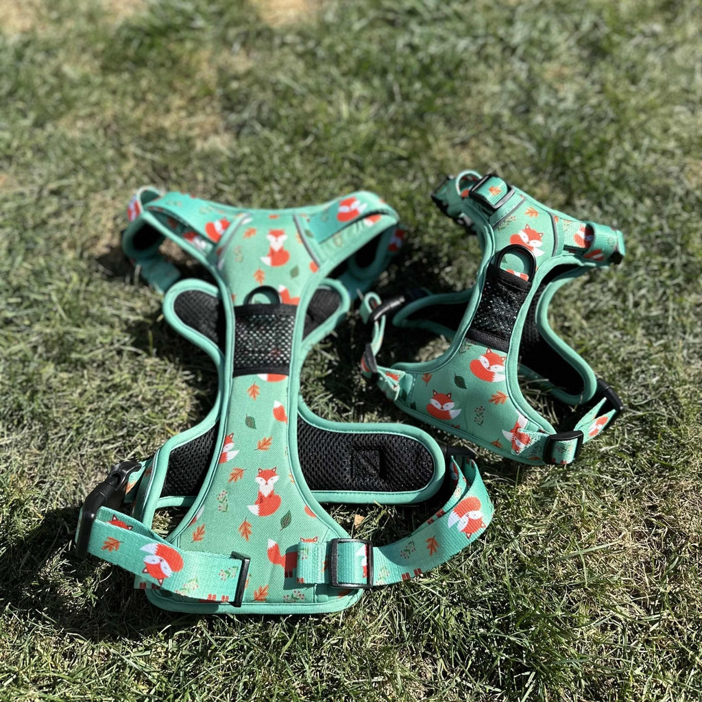 Inquisitive Fox No Pull Tactical Dog Harness – Green Fox Print, Adjustable, Step-In (XS-XL)