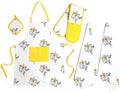 OLIVIA ROCCO Kitchen Sets With Apron Double Oven Gloves Towel Set Oven Mitts Pot Holder Five Piece Heat Resistant For Home Baking