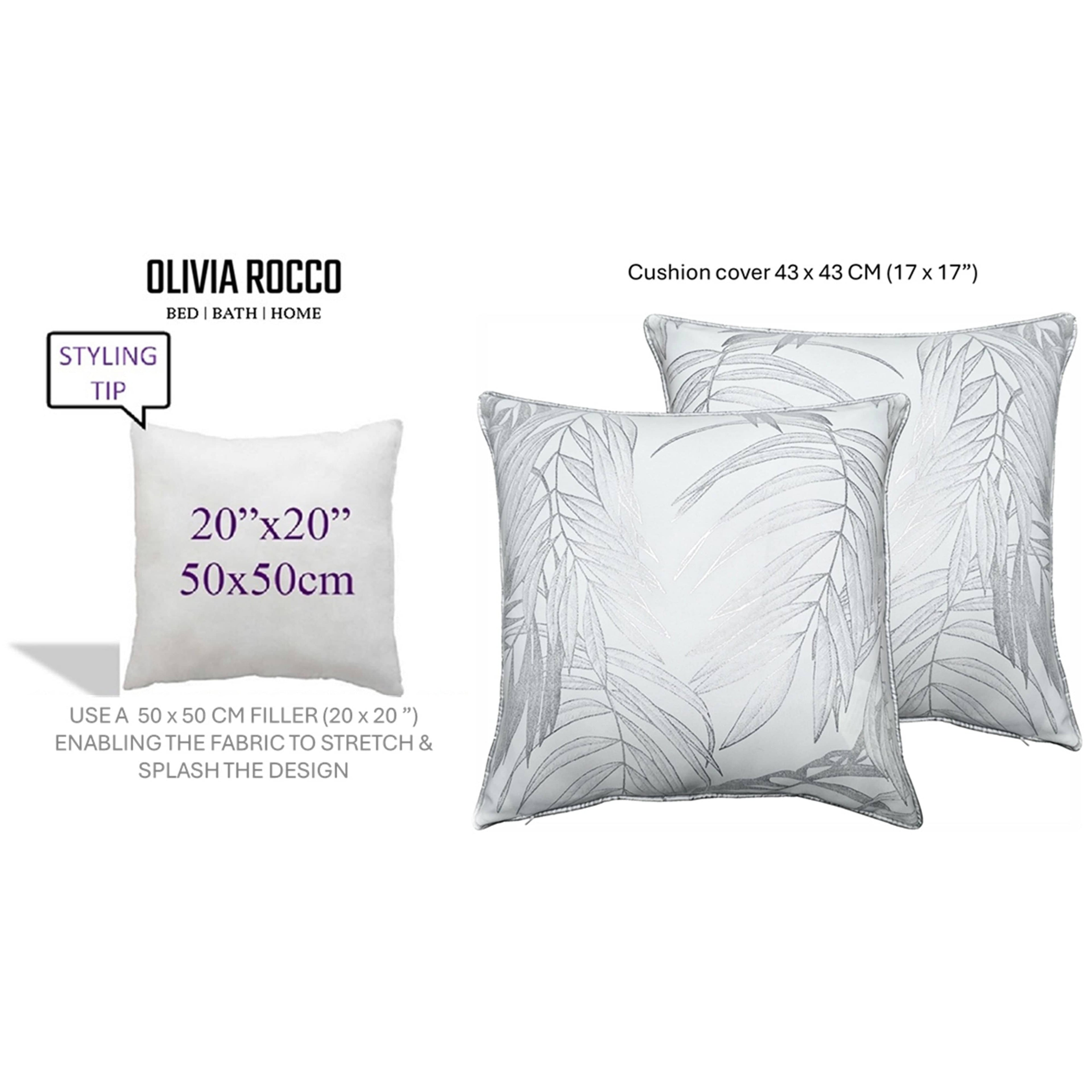 OLIVIA ROCCO Leaf Sparkle Set Of 2 Cushion Covers Leaf White Modern Decorative Throw Pillow Cases For Sofa And Bed Decor