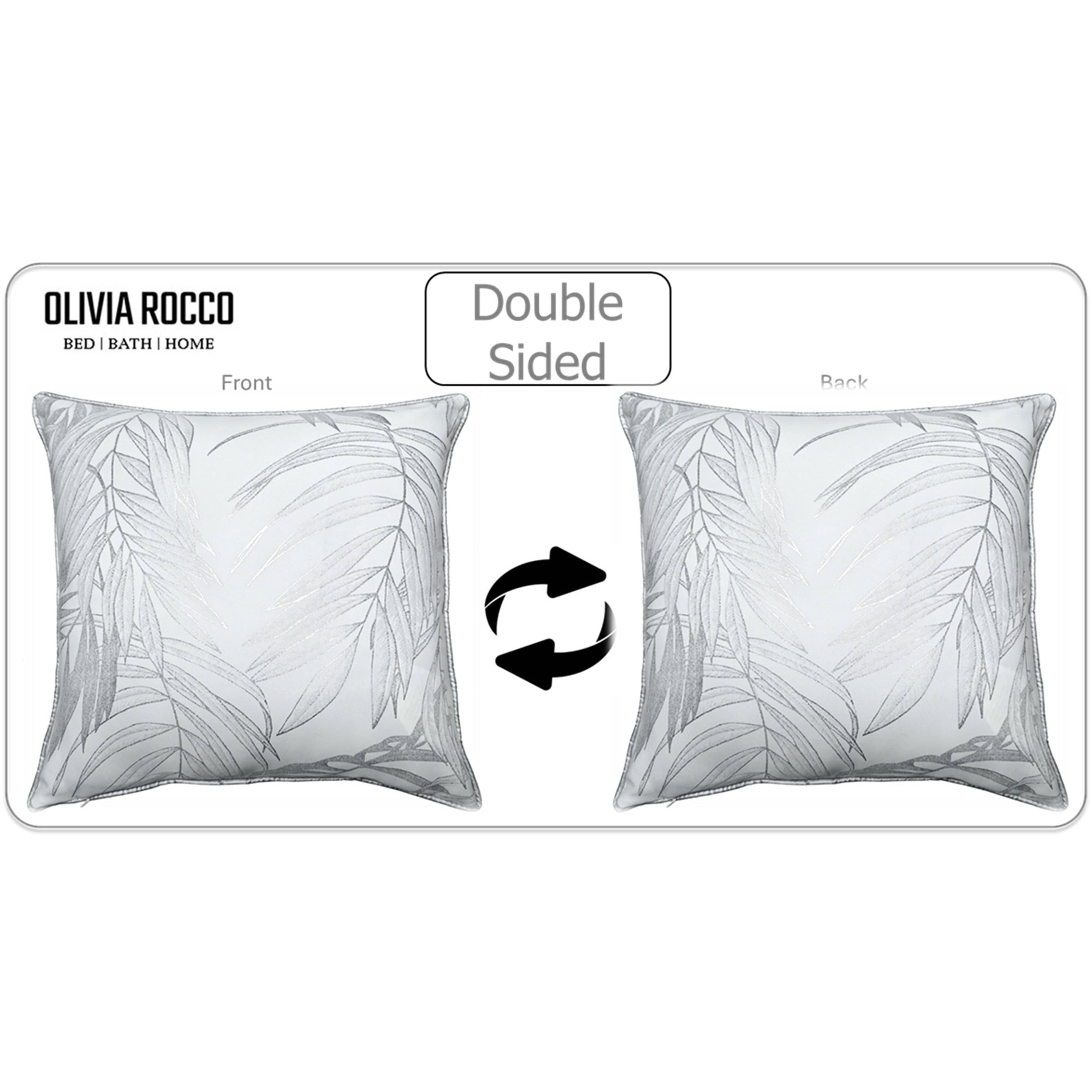OLIVIA ROCCO Leaf Sparkle Set Of 2 Cushion Covers Leaf White Modern Decorative Throw Pillow Cases For Sofa And Bed Decor