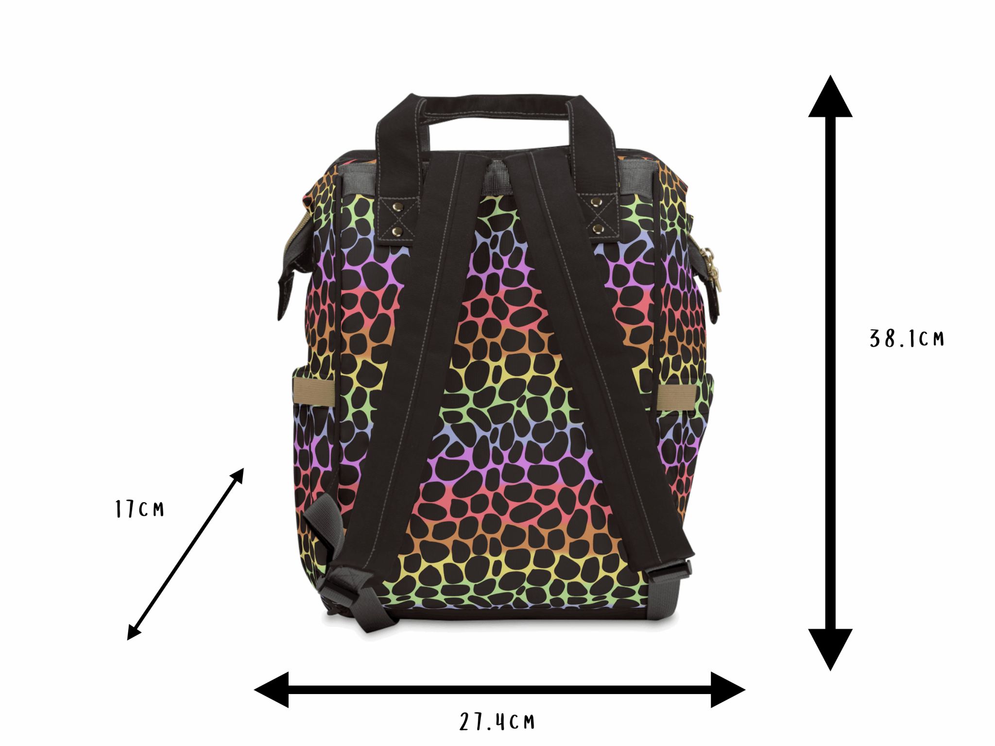 Leopard Print Multi-Function Baby Changing Backpack Bag - Rainbow Roar