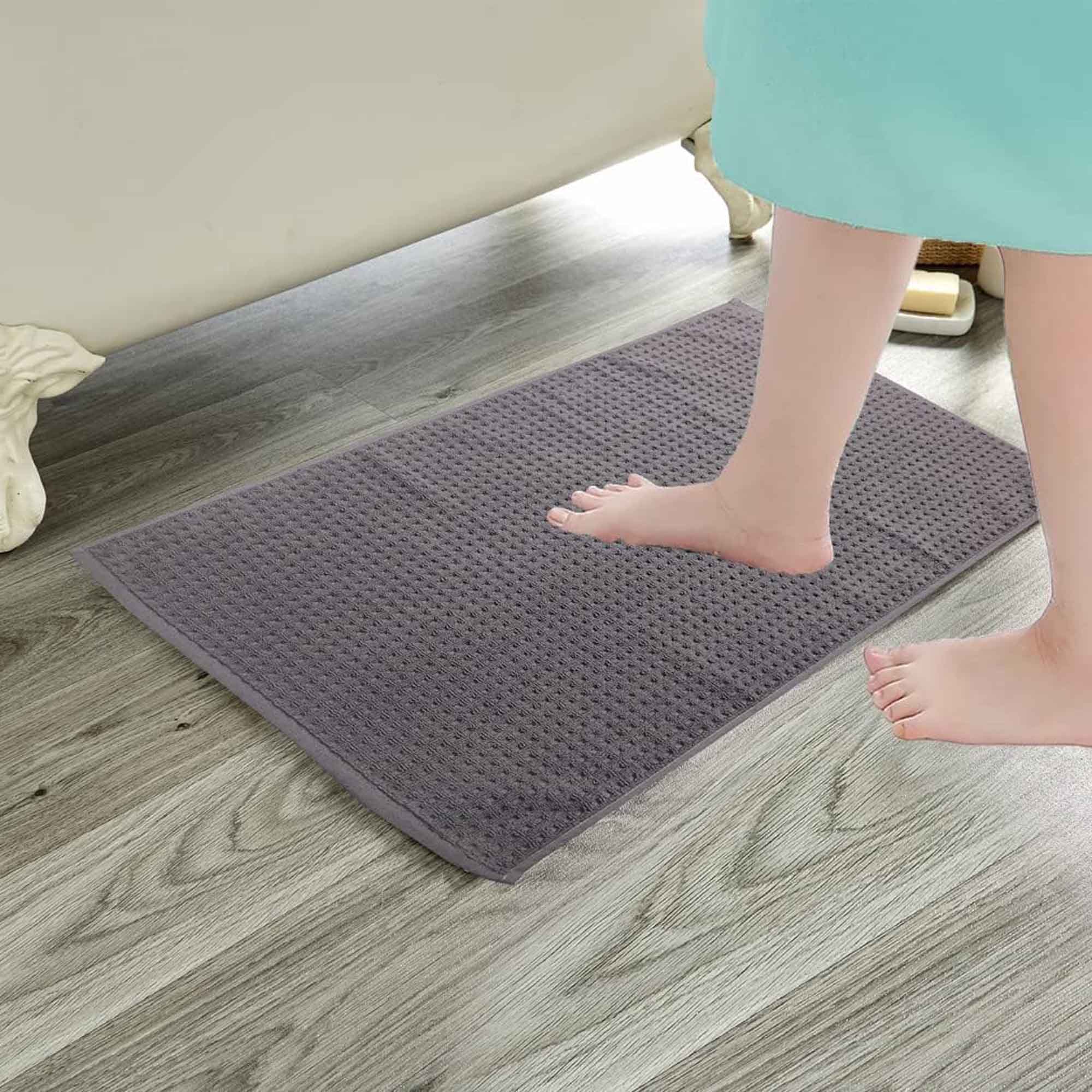 OLIVIA ROCCO Pack Of 3 Luxe Ultra-Soft Deep Cotton Pile Bathmats Eco-Friendly Absorbent Quick-Drying Premium Cotton Rug For Bathroom Decor