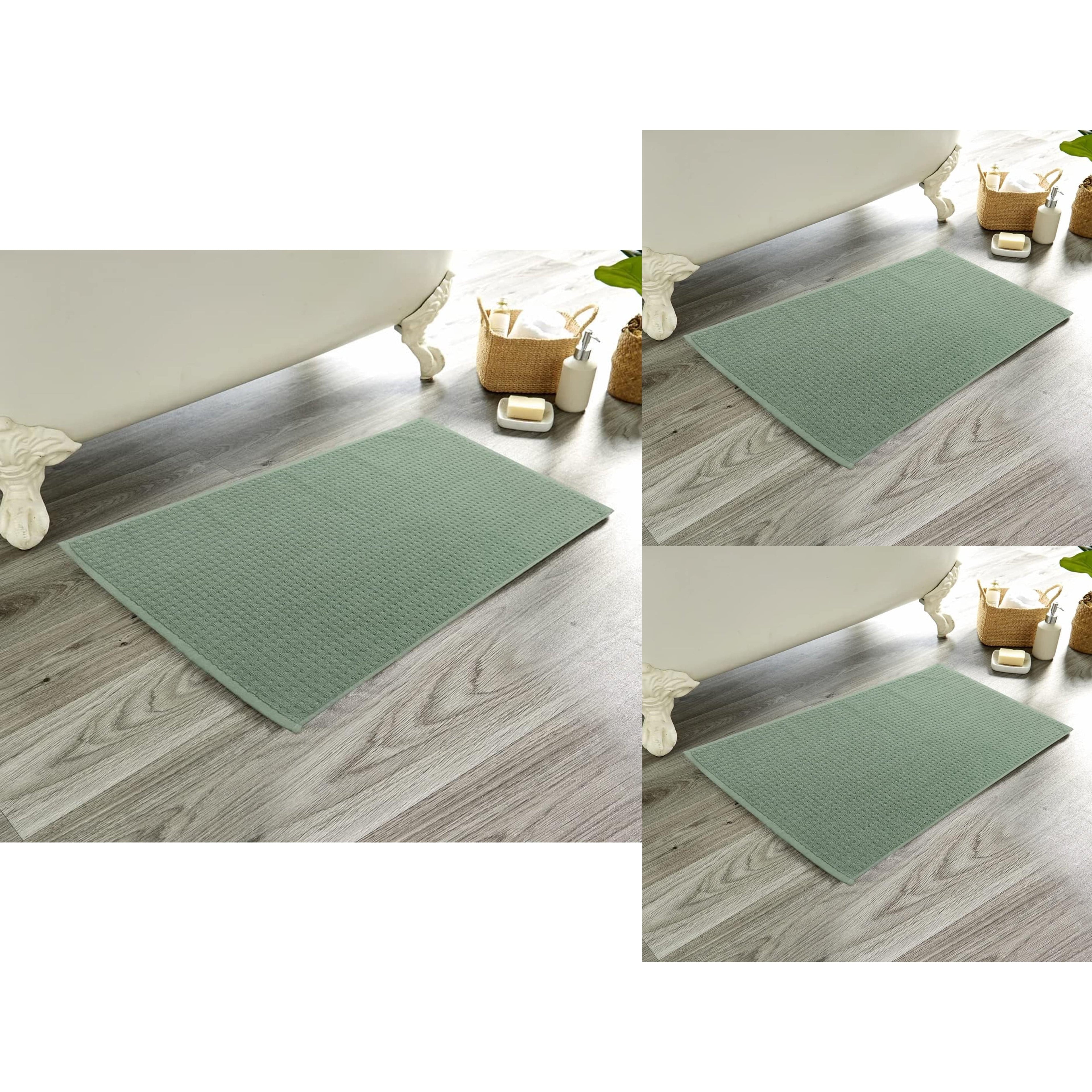 OLIVIA ROCCO Pack Of 3 Luxe Ultra-Soft Deep Cotton Pile Bathmats Eco-Friendly Absorbent Quick-Drying Premium Cotton Rug For Bathroom Decor
