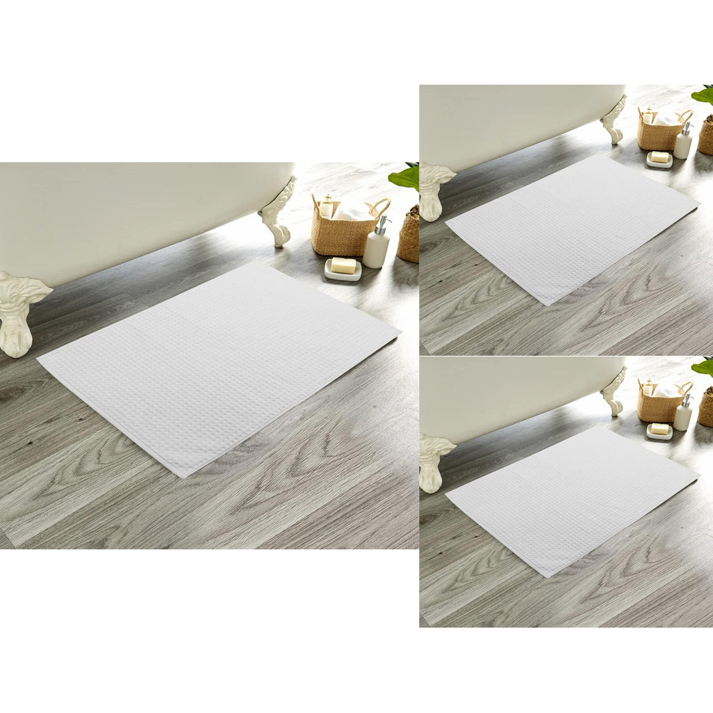OLIVIA ROCCO Pack Of 3 Luxe Ultra-Soft Deep Cotton Pile Bathmats Eco-Friendly Absorbent Quick-Drying Premium Cotton Rug For Bathroom Decor