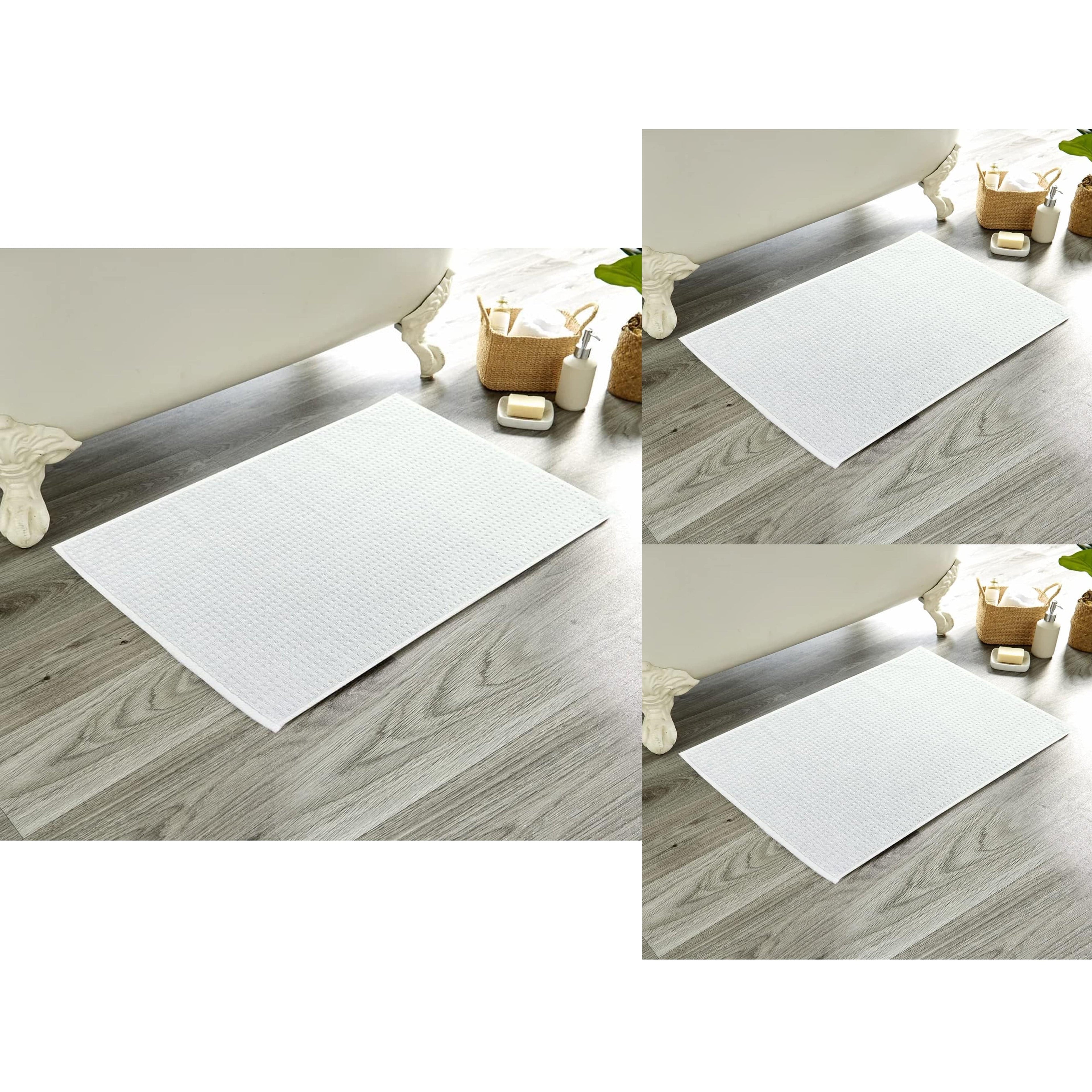 OLIVIA ROCCO Pack Of 3 Luxe Ultra-Soft Deep Cotton Pile Bathmats Eco-Friendly Absorbent Quick-Drying Premium Cotton Rug For Bathroom Decor