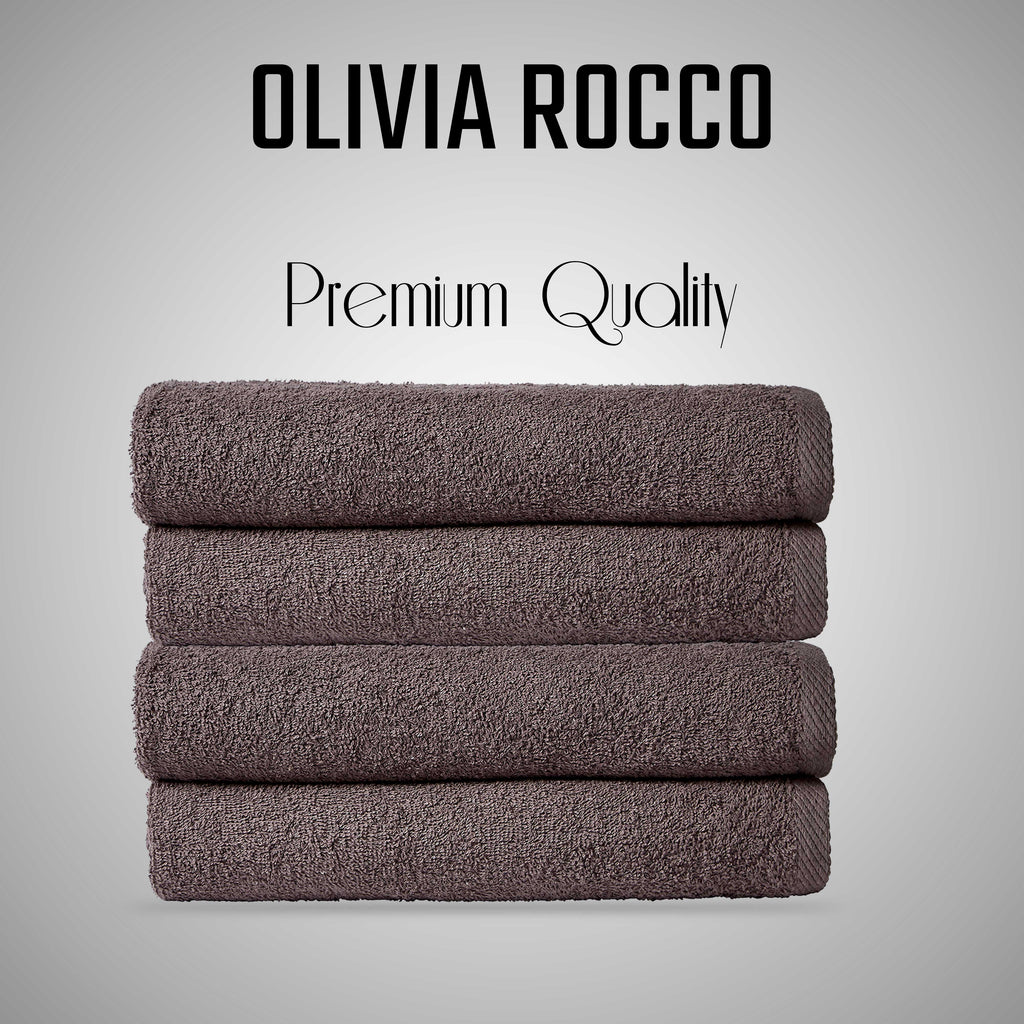 OLIVIA ROCCO Pack Of 4 Large Quick-Drying Indus Valley Cotton Bath Sheets 80x140cm Lightweight Easycare For Home Travel Gym Holidays Multiple Colours