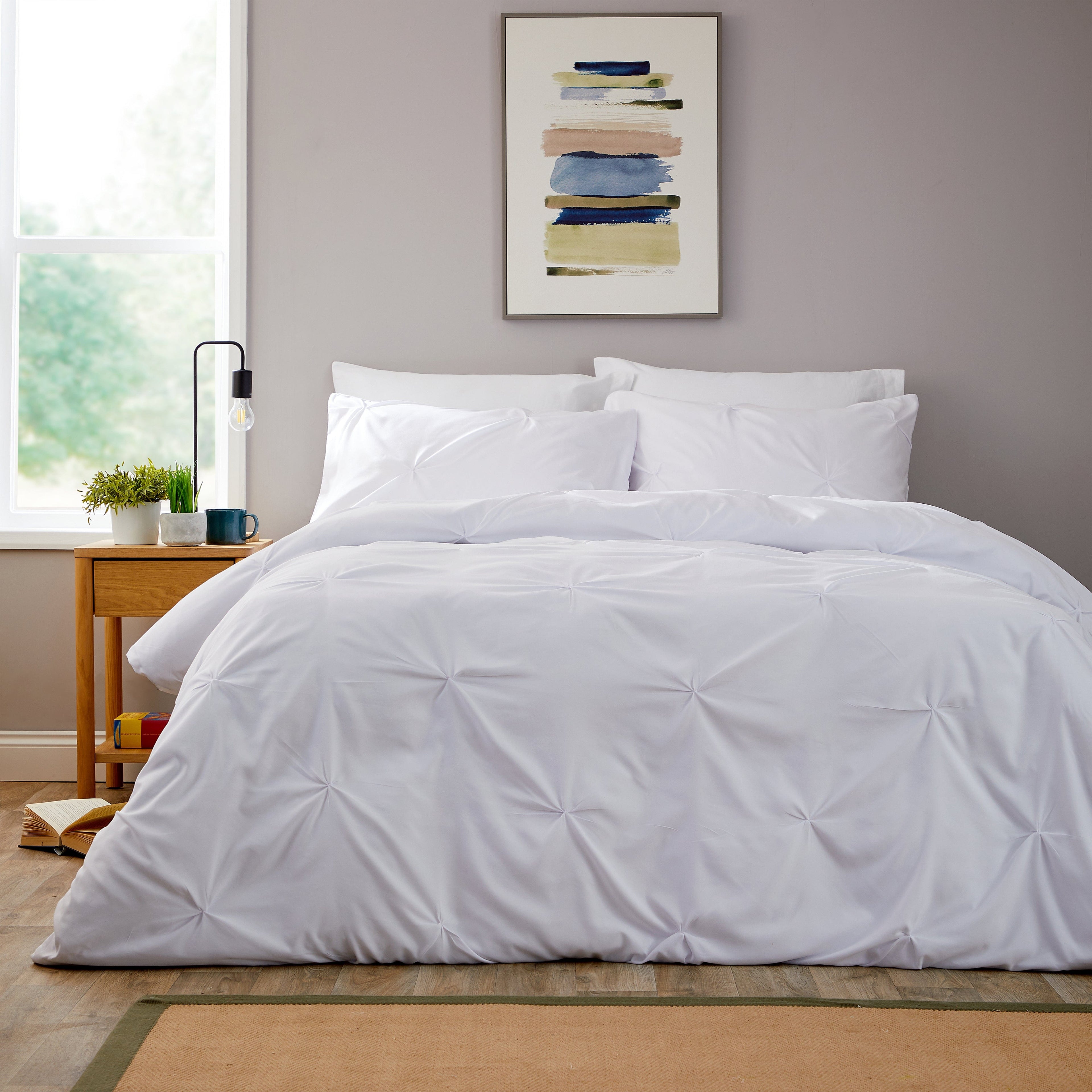 OLIVIA ROCCO Textured Pintuck Ruffles Pleated Microfibre Duvet Cover Set With Pillowcases Soft Breathable Easy Care Bedding